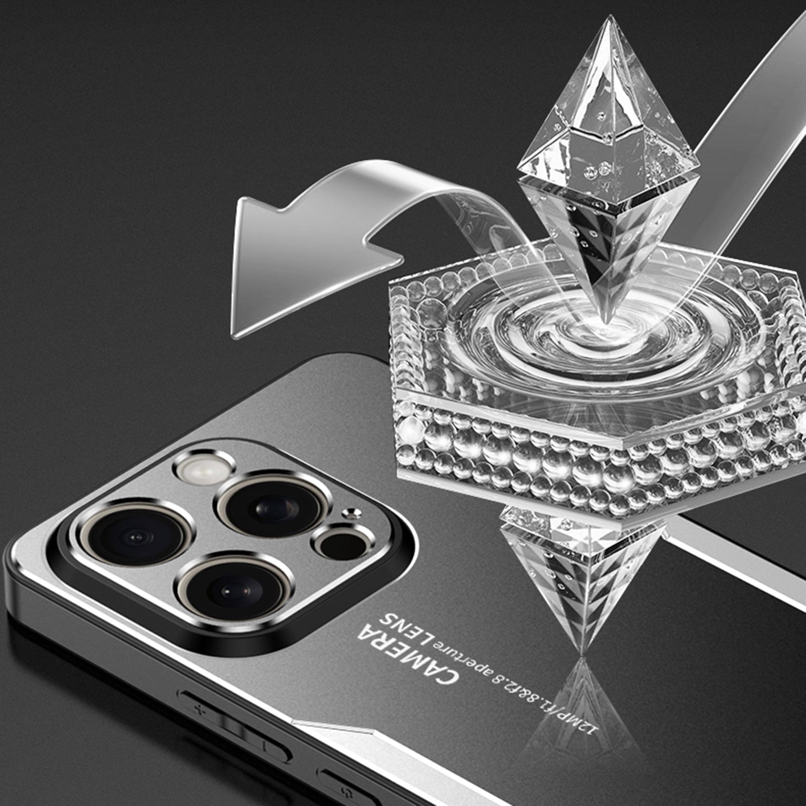 For iPhone 15 Pro Case Aluminium Alloy+TPU+PC Anti-dust Camera Protection Phone Cover - Gold