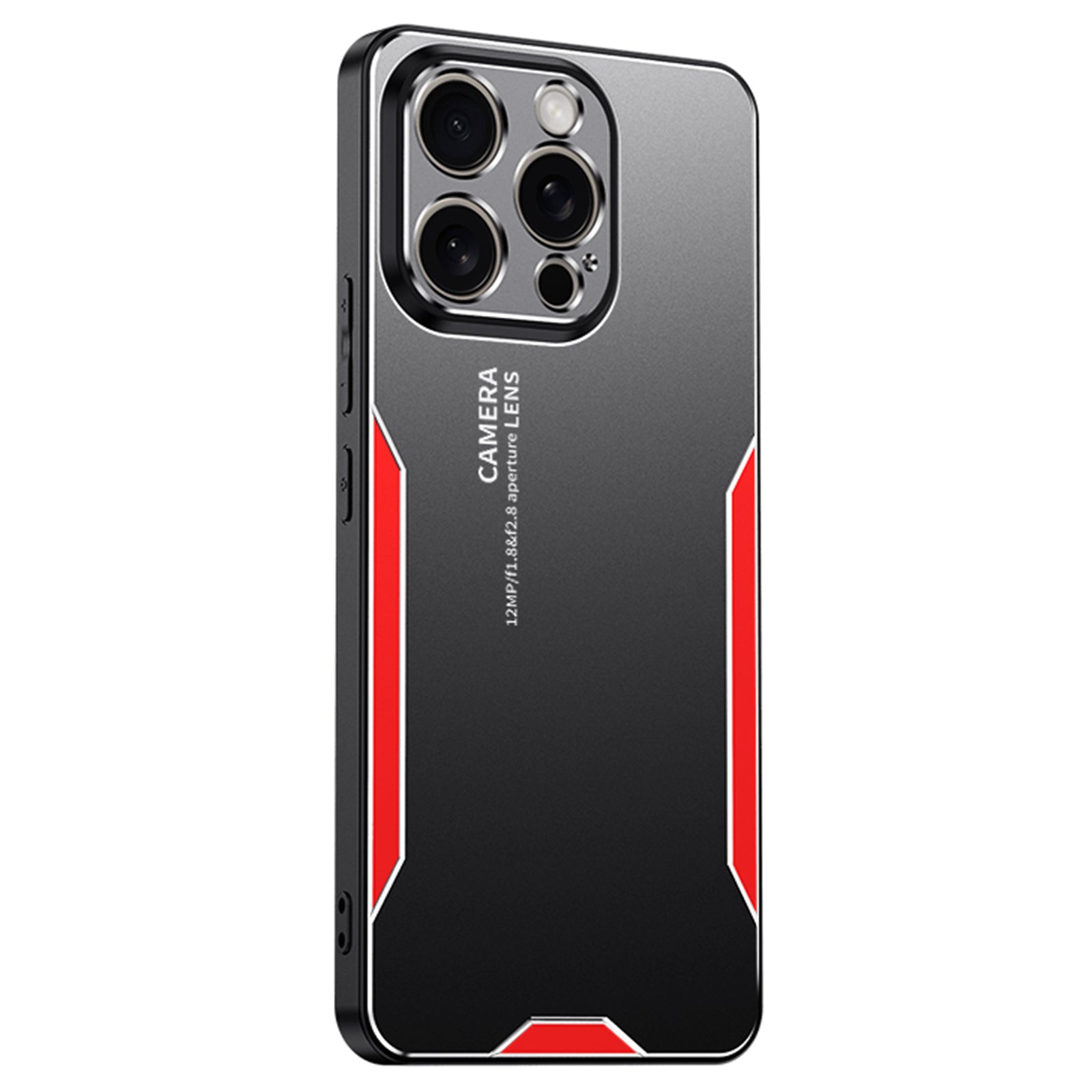 For iPhone 15 Pro Max Case Aluminium Alloy+TPU+PC Anti-scratch Phone Cover with Camera Protection - Red