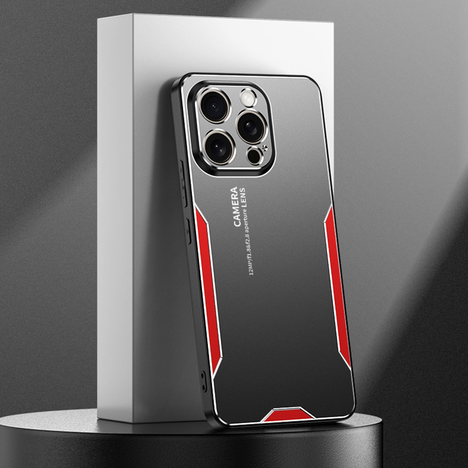 For iPhone 15 Pro Max Case Aluminium Alloy+TPU+PC Anti-scratch Phone Cover with Camera Protection - Red