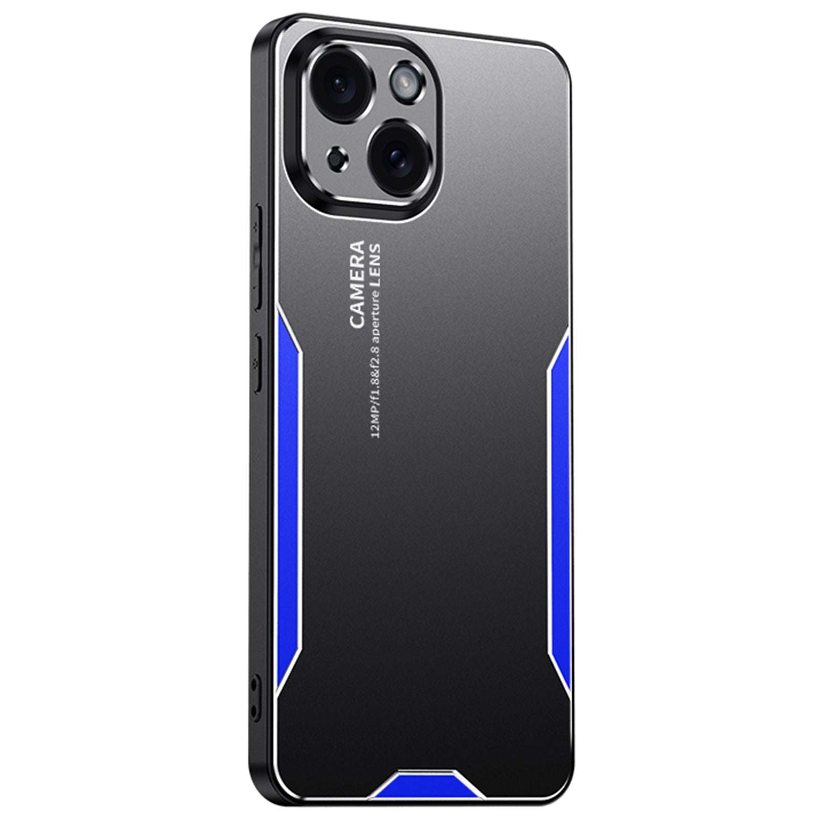 For iPhone 15 Plus Case Aluminium Alloy+TPU+PC Matte Finish Smart Phone Cover - Blue