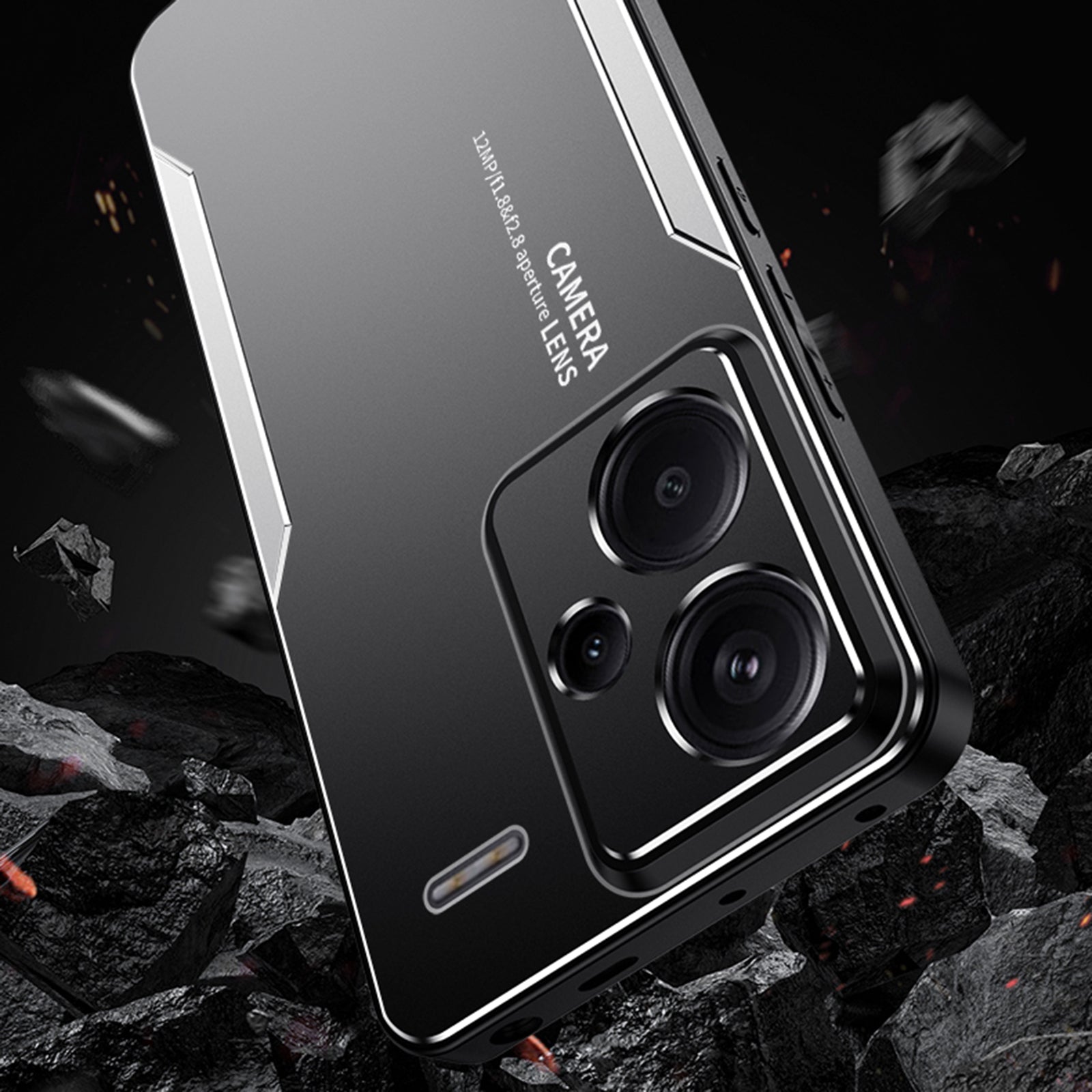 For Xiaomi Redmi Note 13 Pro+ 5G Case Aluminium Alloy+TPU+PC Airbag Protection Protective Shell with Lens Cover - Gold