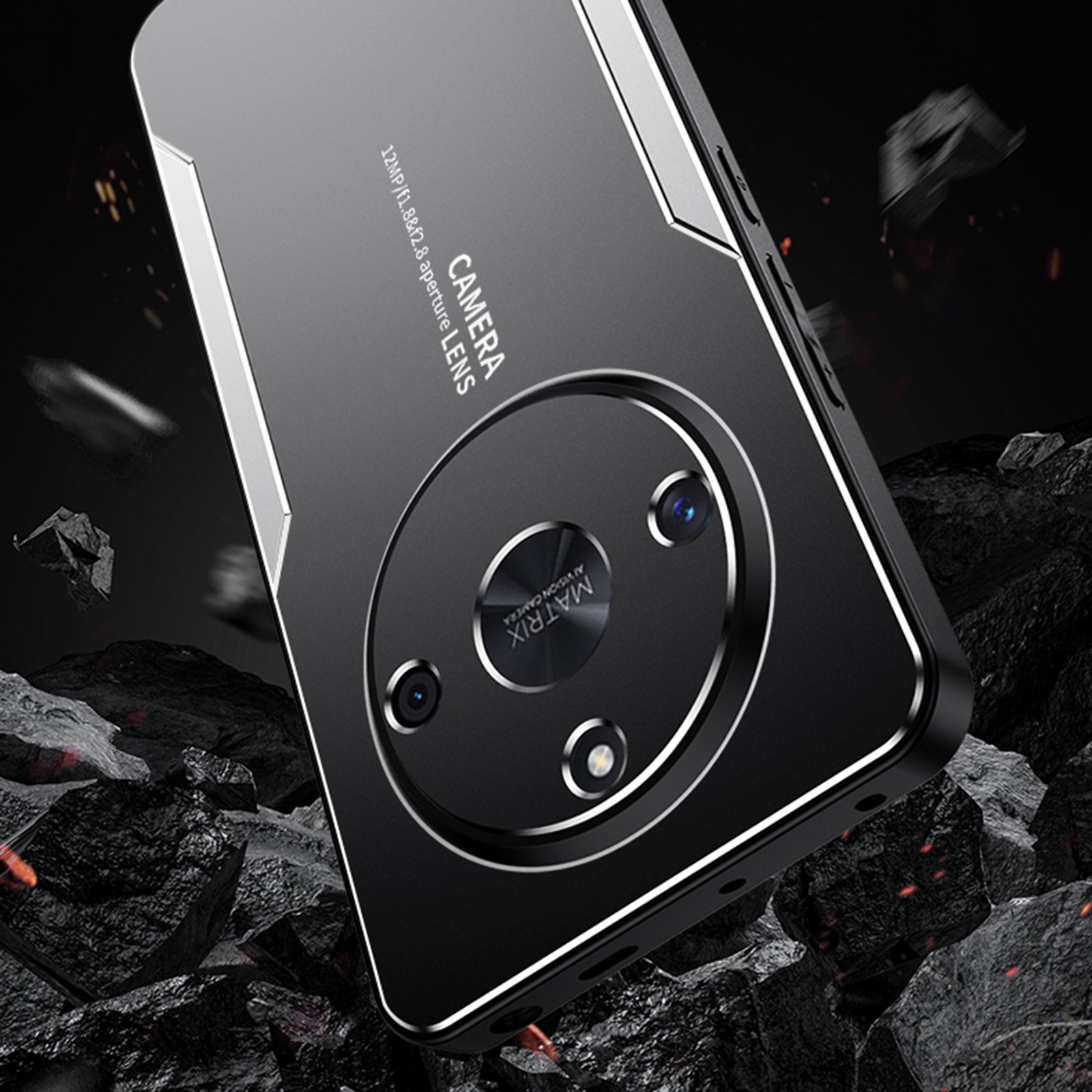 For Honor X50 5G Case Aluminium Alloy+TPU+PC Drop-proof Cover with Camera Lens Protector - Blue