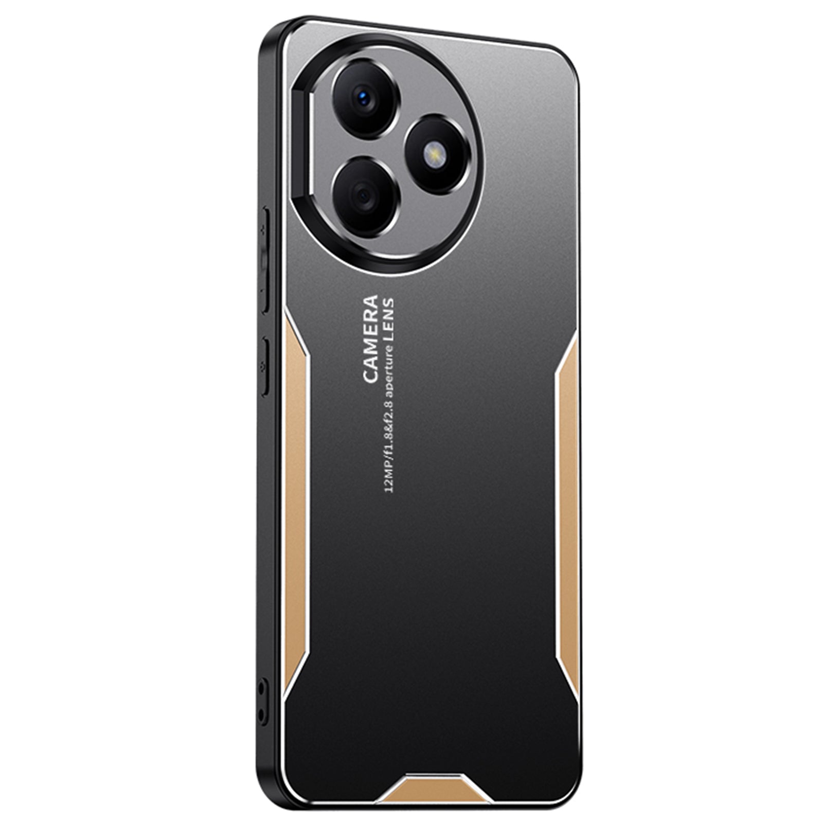 For Honor X50i+ 5G Case Matte Aluminium Alloy+TPU+PC Smartphone Cover with Camera Lens Protector - Gold