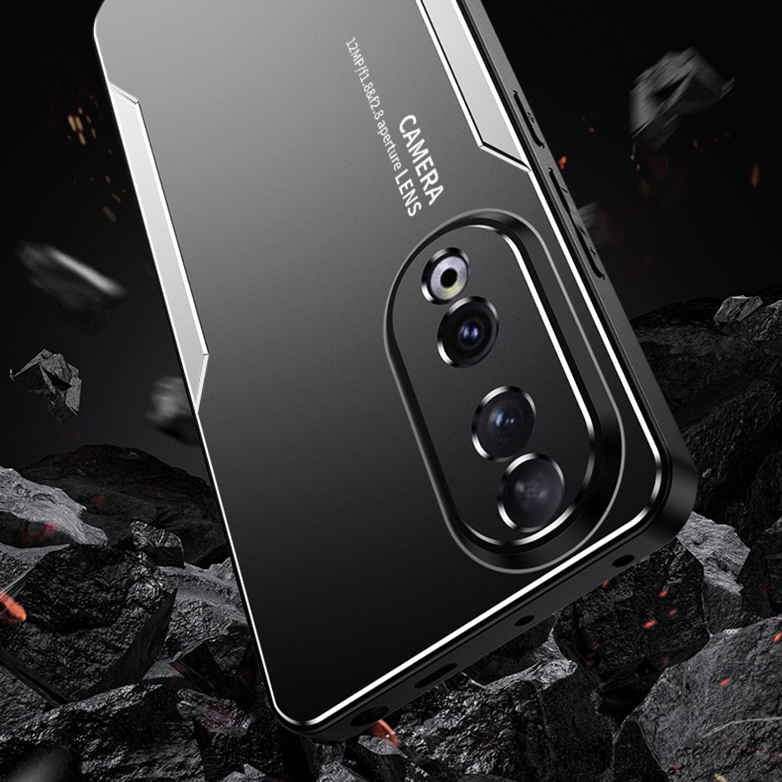 For Honor 90 Case Anti-drop Aluminium Alloy+TPU+PC Protective Shell with Honeycomb Holes - Gold