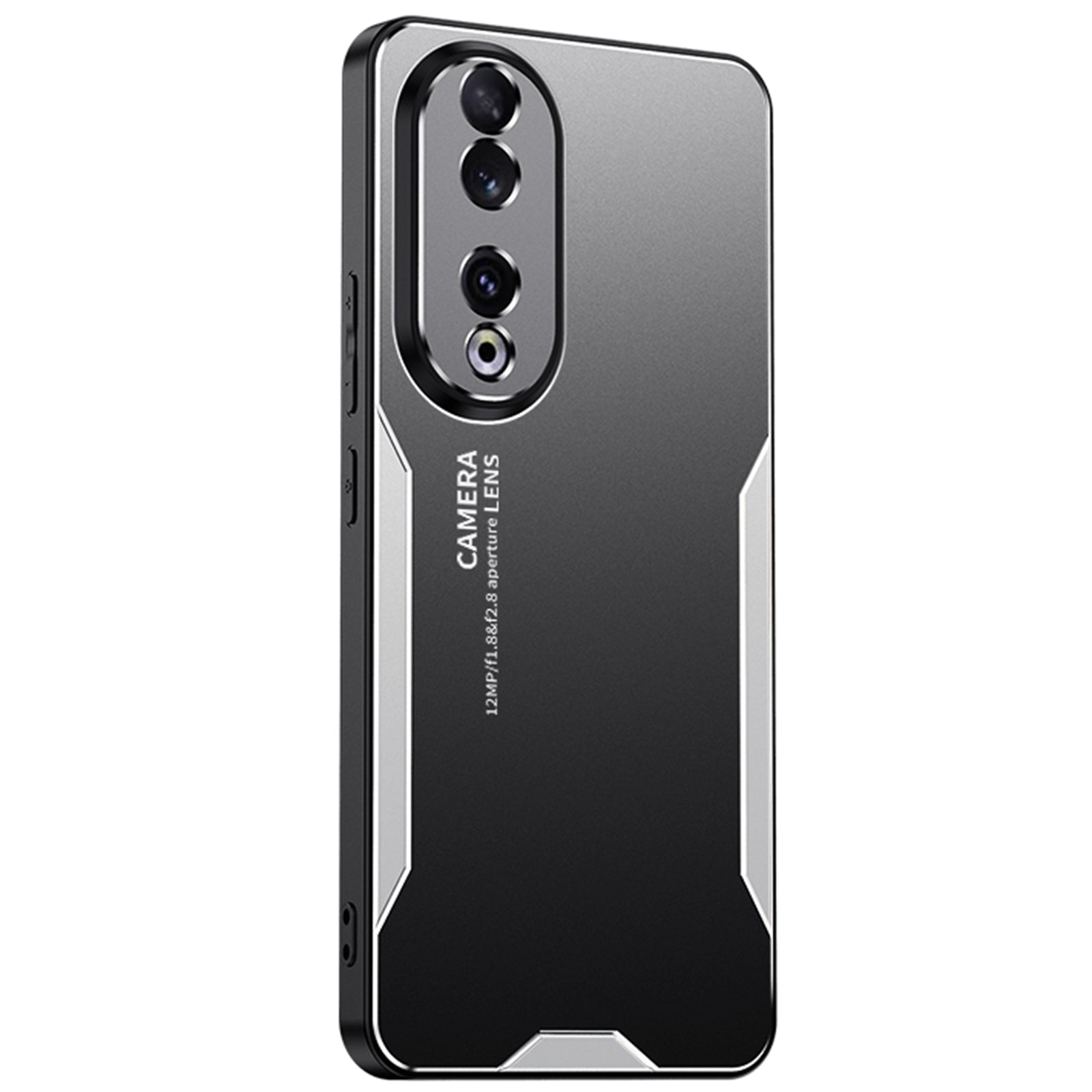 For Honor 90 Pro Back Case Aluminium Alloy+TPU+PC Shock Absorbing Mobile Phone Cover - Silver