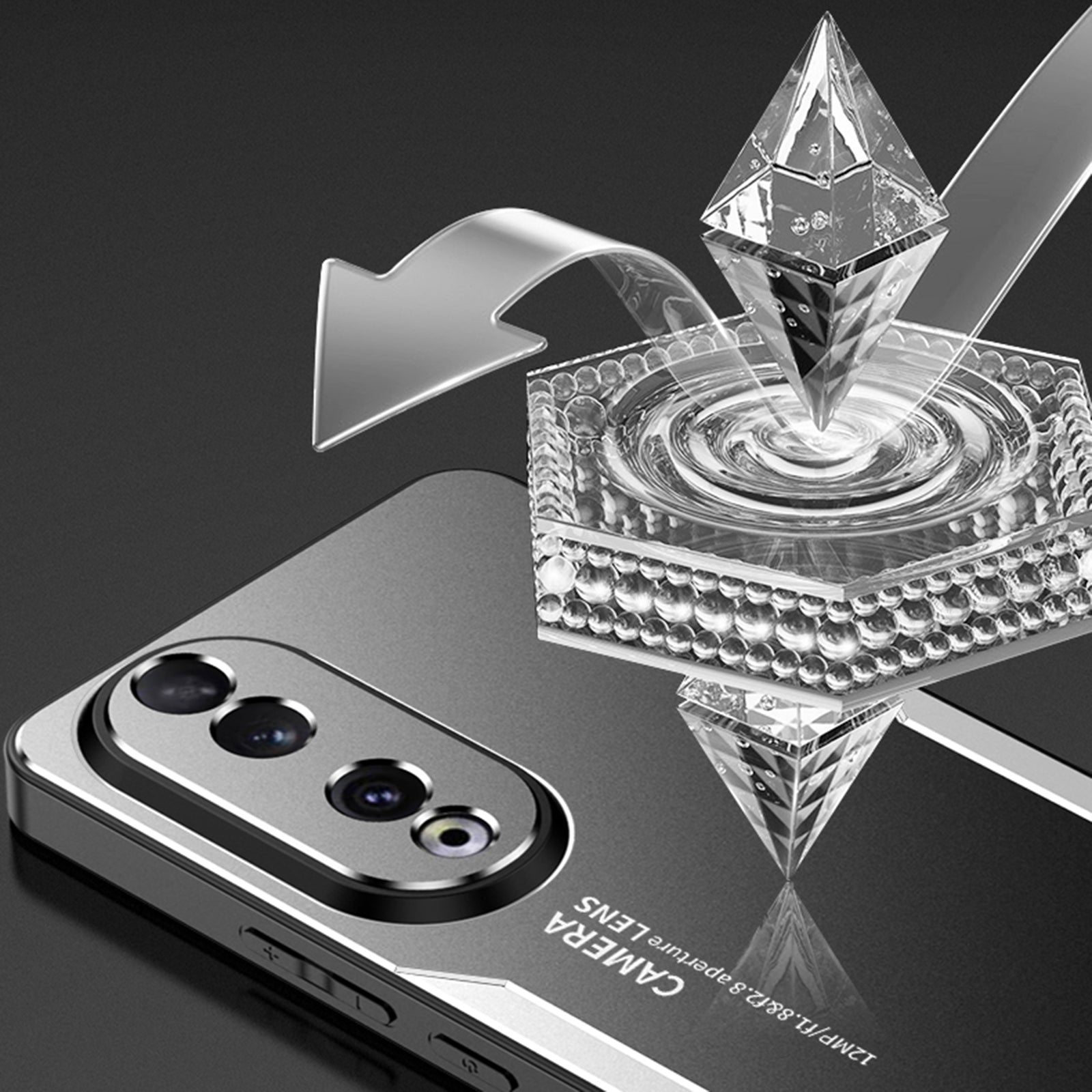 For Honor 90 Pro Back Case Aluminium Alloy+TPU+PC Shock Absorbing Mobile Phone Cover - Silver