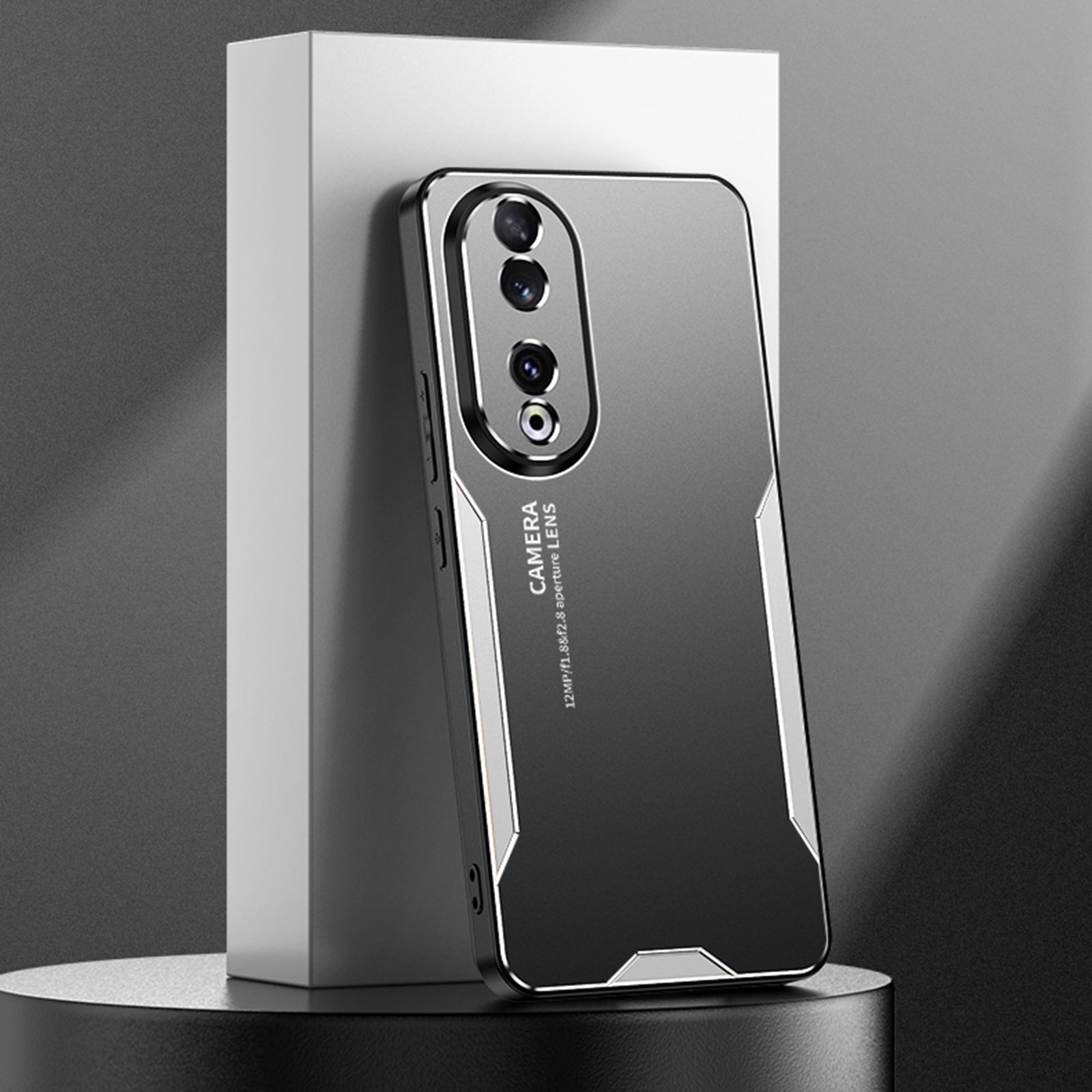 For Honor 90 Pro Back Case Aluminium Alloy+TPU+PC Shock Absorbing Mobile Phone Cover - Silver