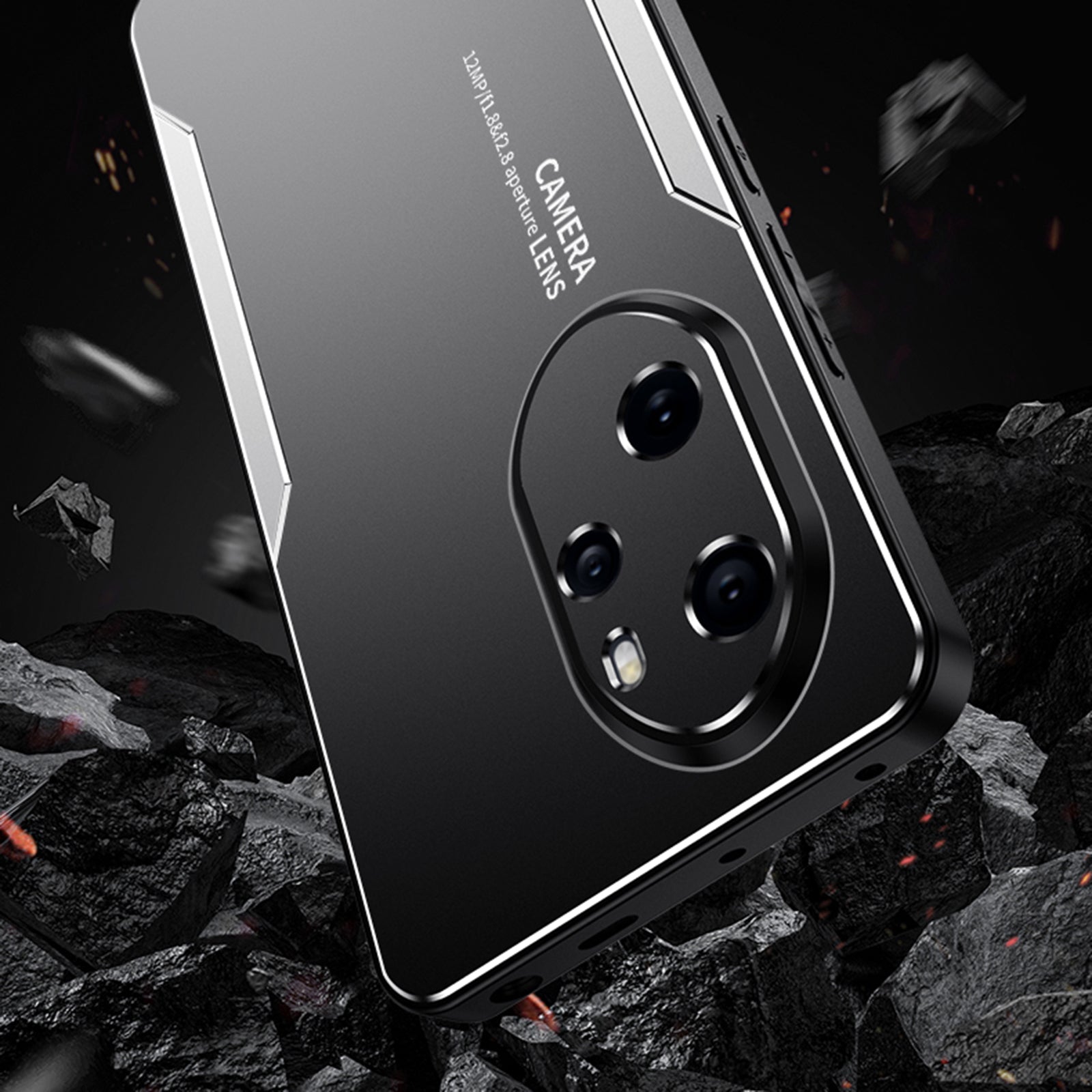 For Honor 100 Pro 5G Case Anti-dust Aluminium Alloy+TPU+PC Phone Cover with Honeycomb Holes - Gold