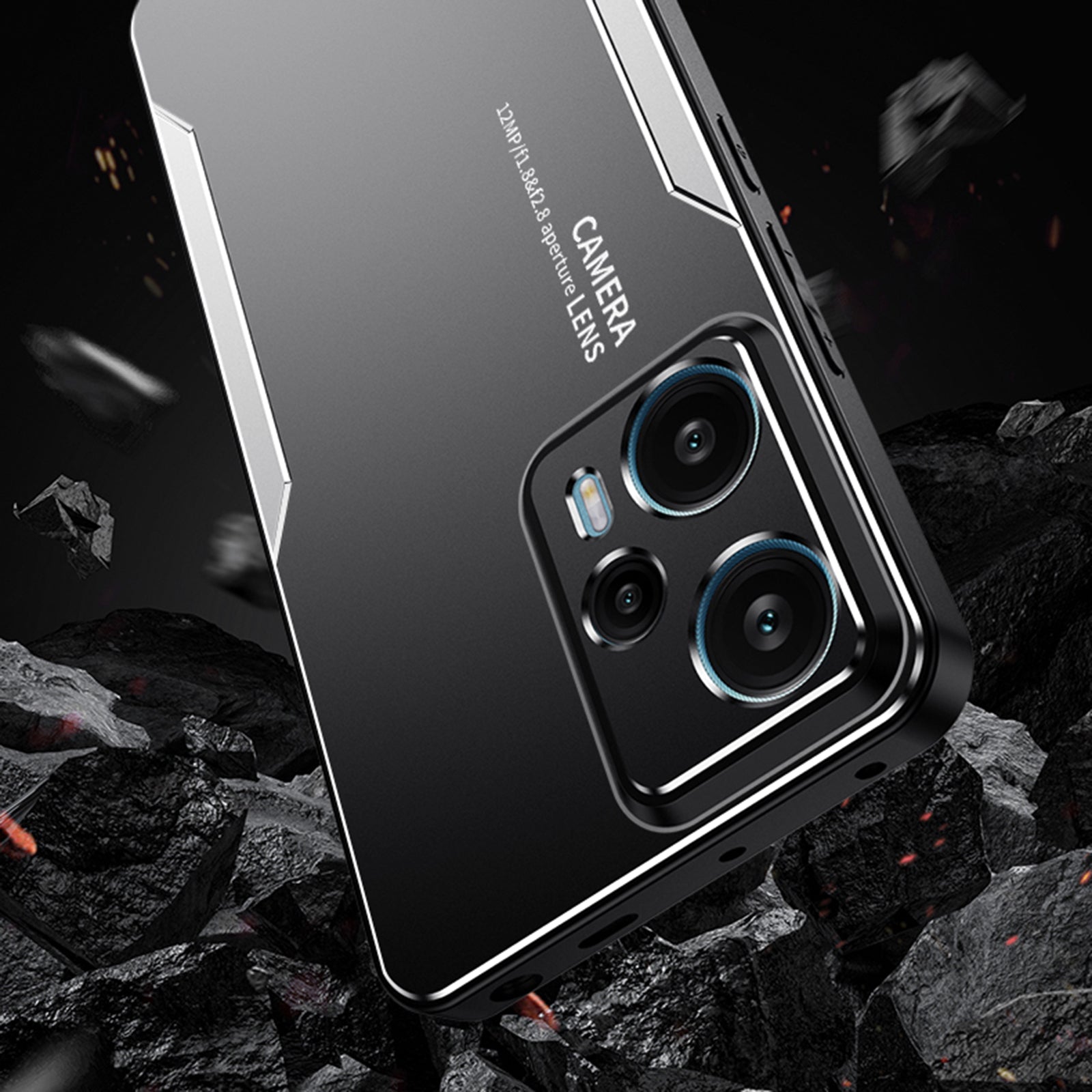For Xiaomi Redmi Note 12T Pro 5G Phone Case Metal+TPU+PC Anti-drop Cover - Red