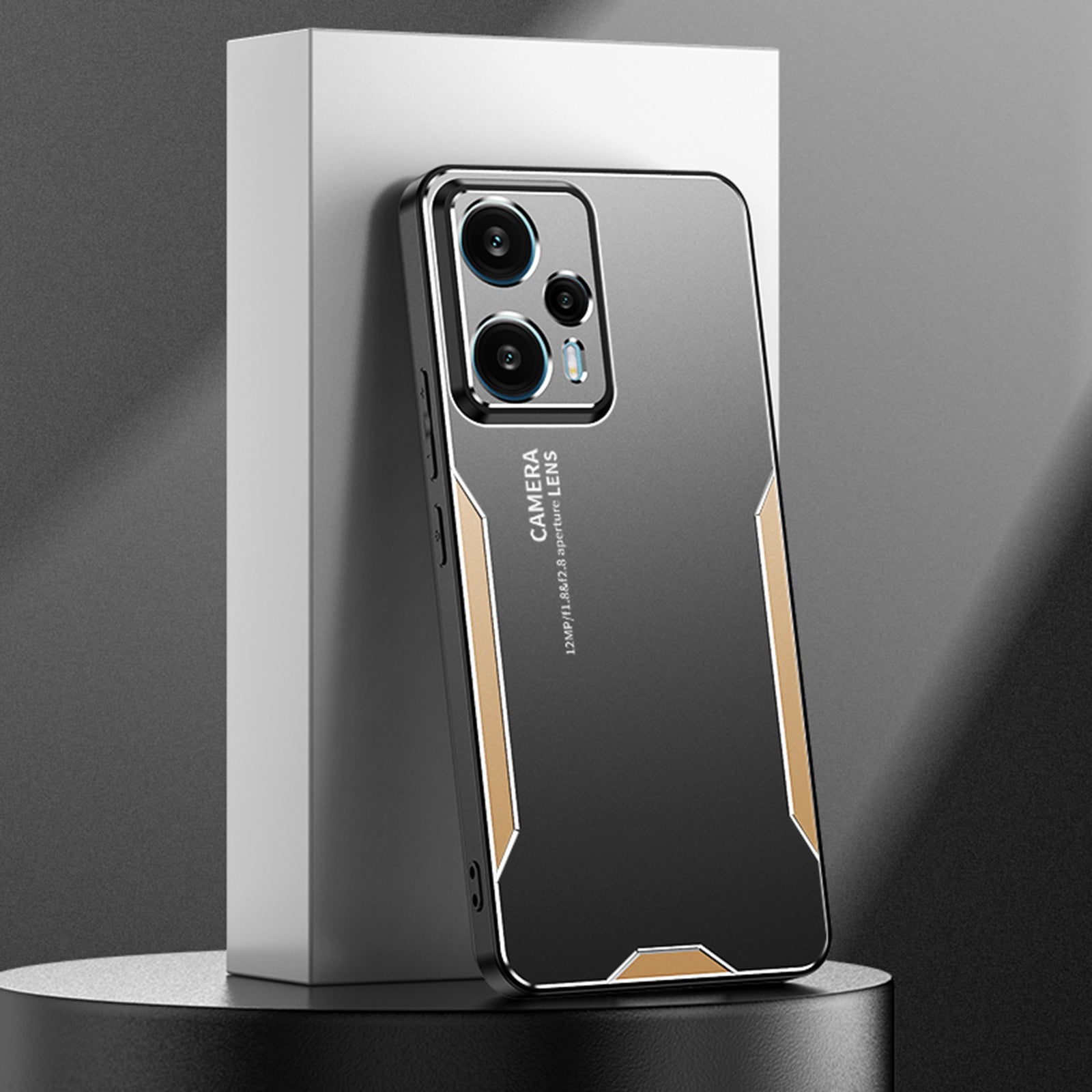 For Xiaomi Redmi Note 12 Turbo / Poco F5 5G Metal+TPU+PC Case Camera Lens Protection - Gold