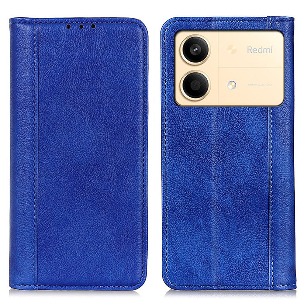 For Xiaomi Redmi Note 13R Pro 5G Case Litchi Texture Magnetic Split Leather Wallet Cover - Black