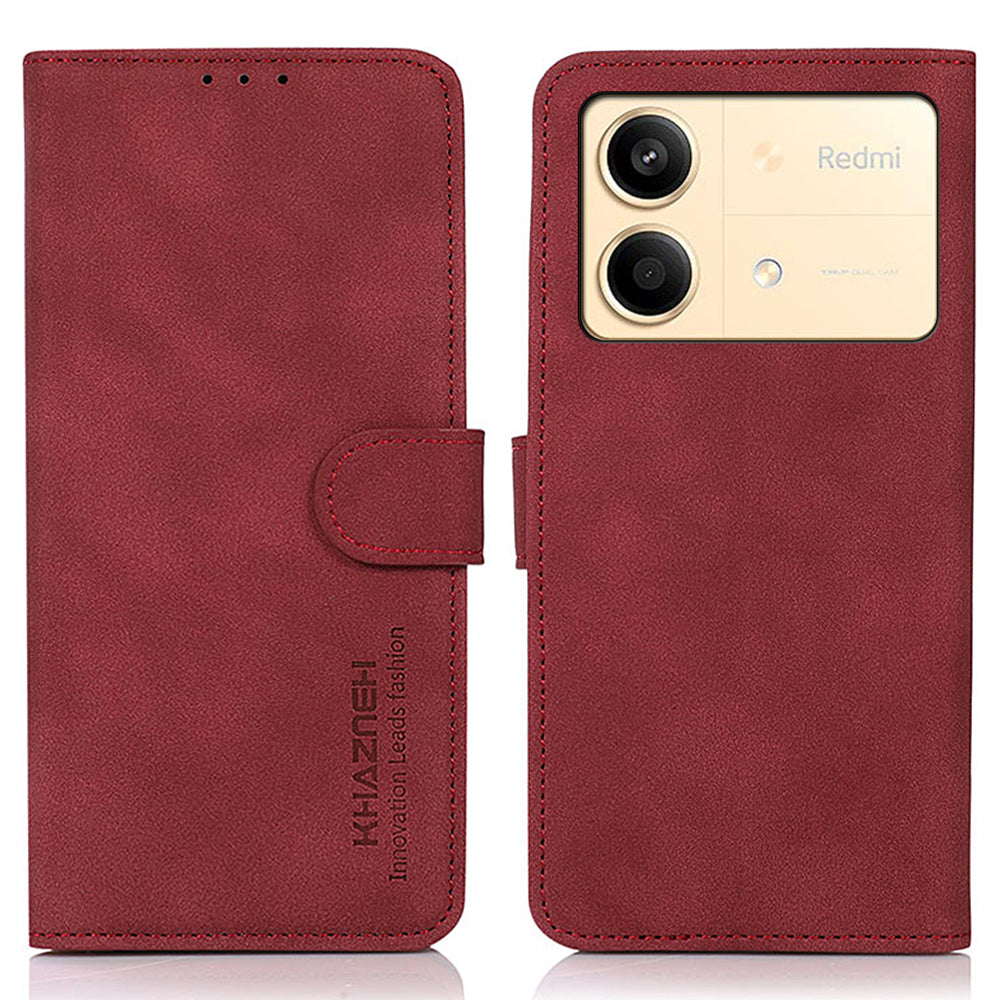 KHAZNEH For Xiaomi Redmi Note 13R Pro 5G Case TPU+PU Leather Wallet Stand Phone Cover - Black