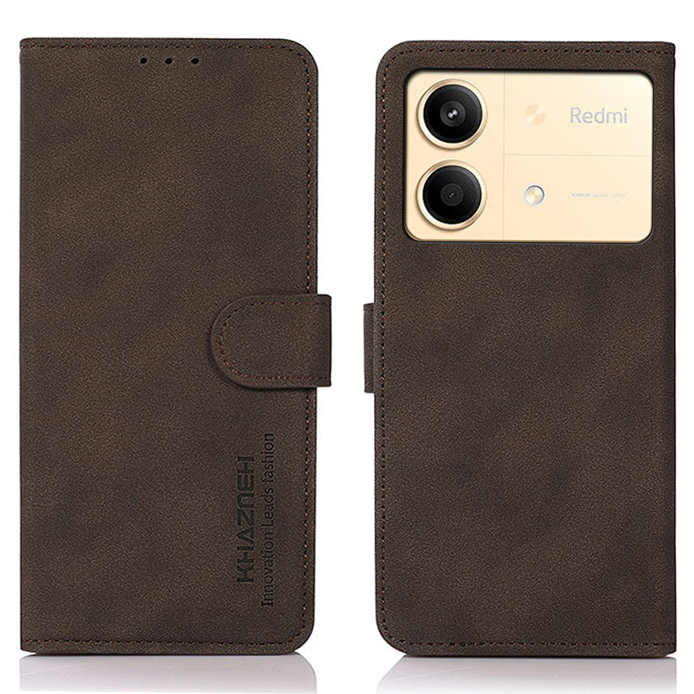 KHAZNEH For Xiaomi Redmi Note 13R Pro 5G Case TPU+PU Leather Wallet Stand Phone Cover - Black