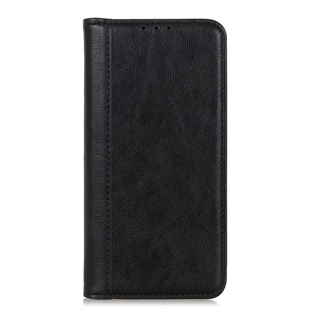 For Samsung Galaxy Xcover7 Split Leather Case Litchi Texture Phone Wallet Cover - Black