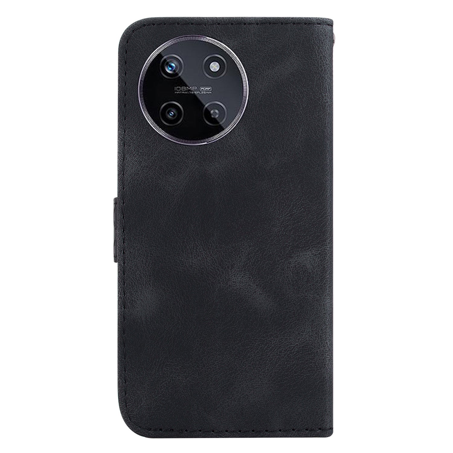 For Realme 11 4G (159.9x73.3x7.95mm) Leather Case Wallet Cover 7-Shape Pattern - Black