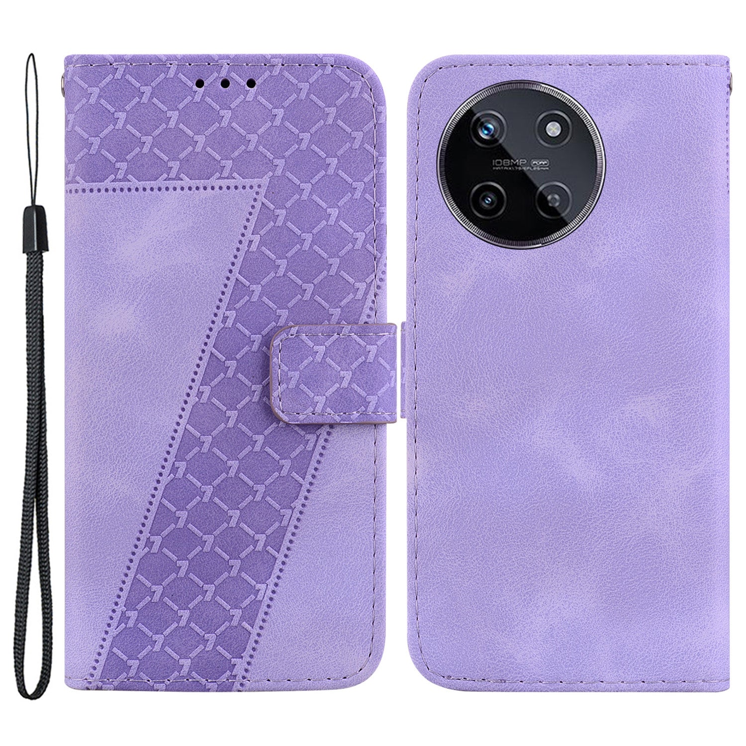 For Realme 11 4G (159.9x73.3x7.95mm) Leather Case Wallet Cover 7-Shape Pattern - Black