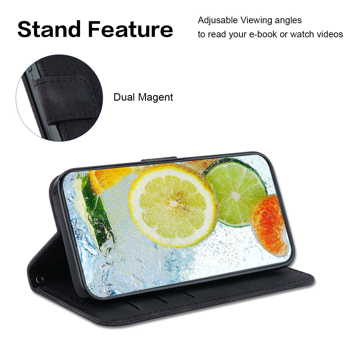 For Realme 11 4G (159.9x73.3x7.95mm) Leather Case Wallet Stand Cover Double 8-Shape - Black