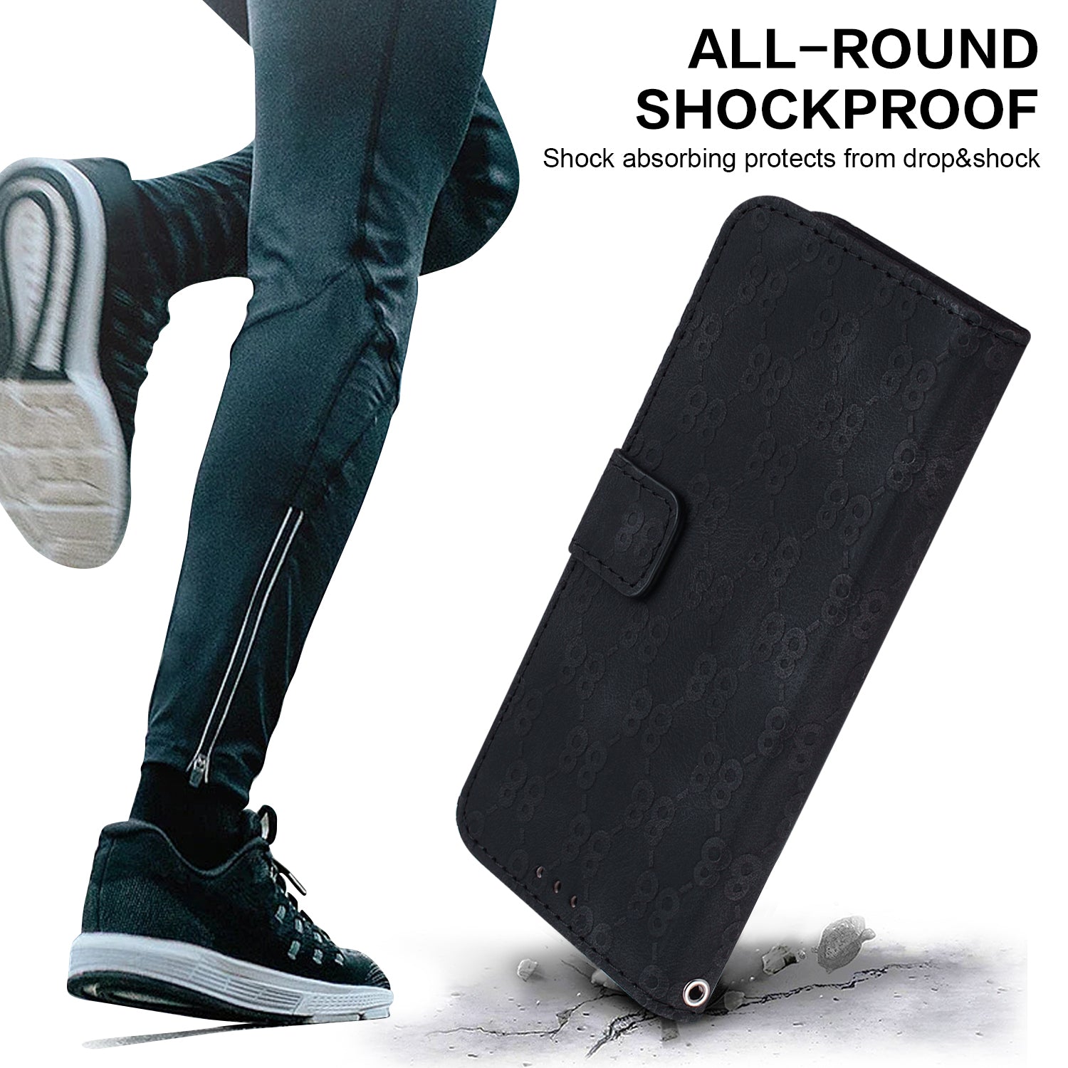 For Realme 11 4G (159.9x73.3x7.95mm) Leather Case Wallet Stand Cover Double 8-Shape - Black
