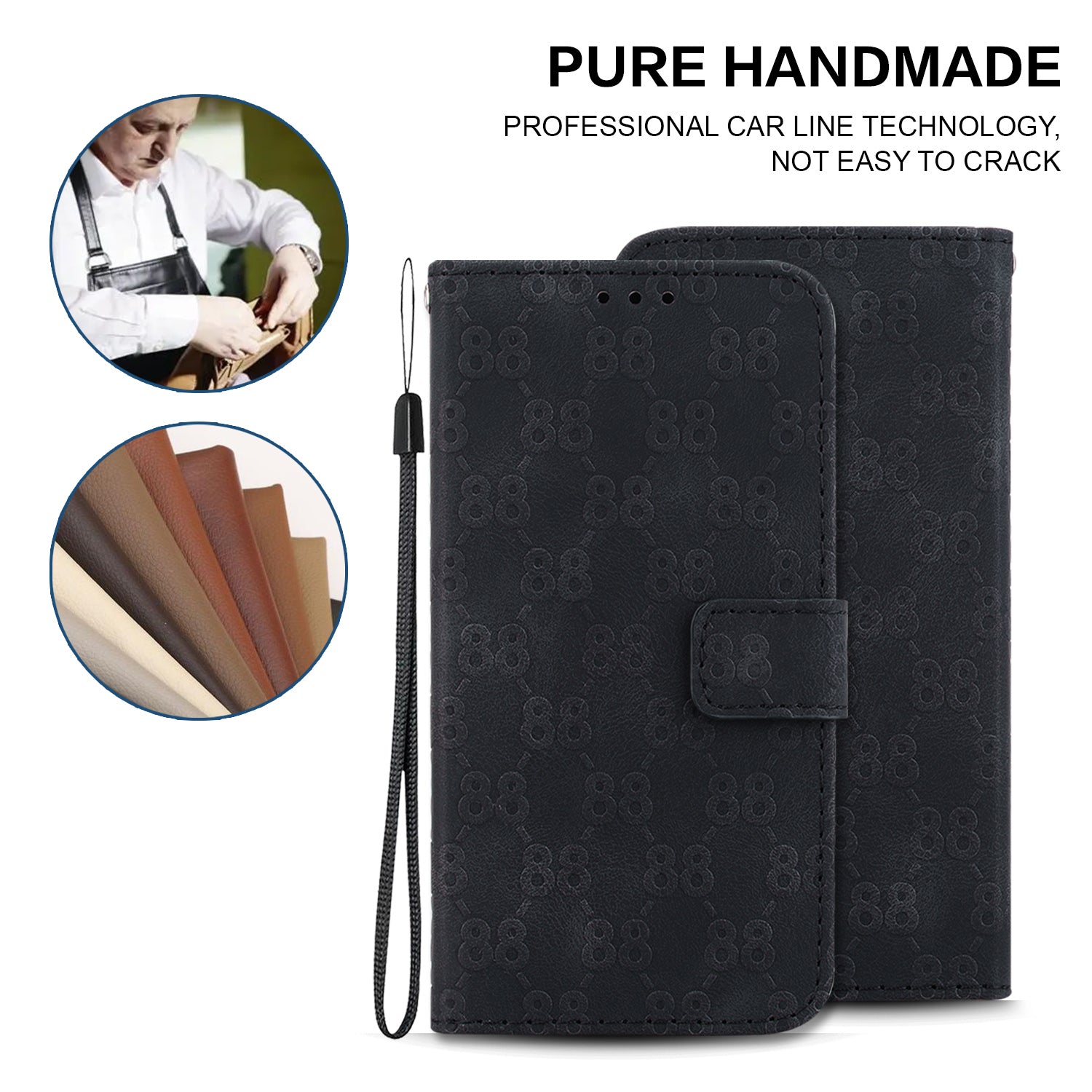 For Realme 11 4G (159.9x73.3x7.95mm) Leather Case Wallet Stand Cover Double 8-Shape - Black