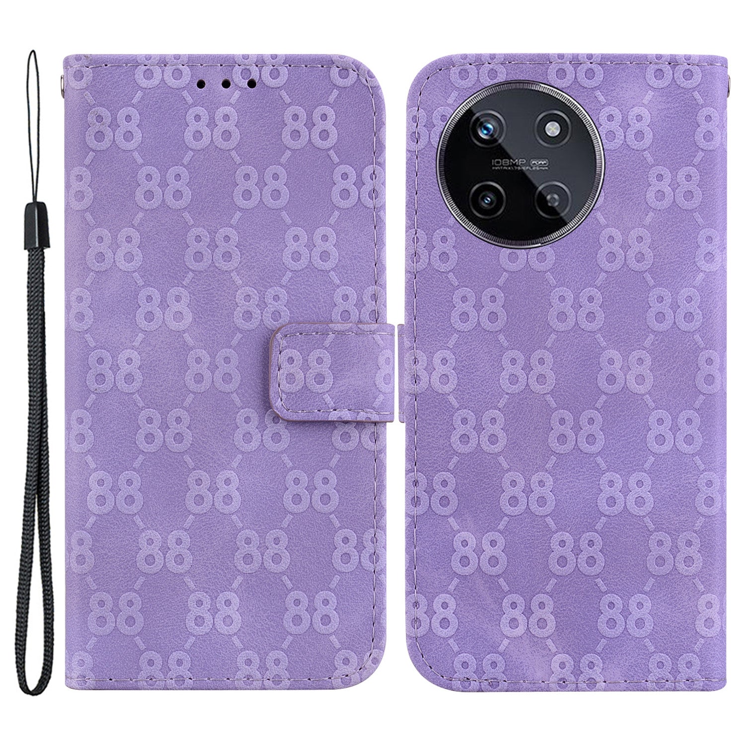 For Realme 11 4G (159.9x73.3x7.95mm) Leather Case Wallet Stand Cover Double 8-Shape - Black