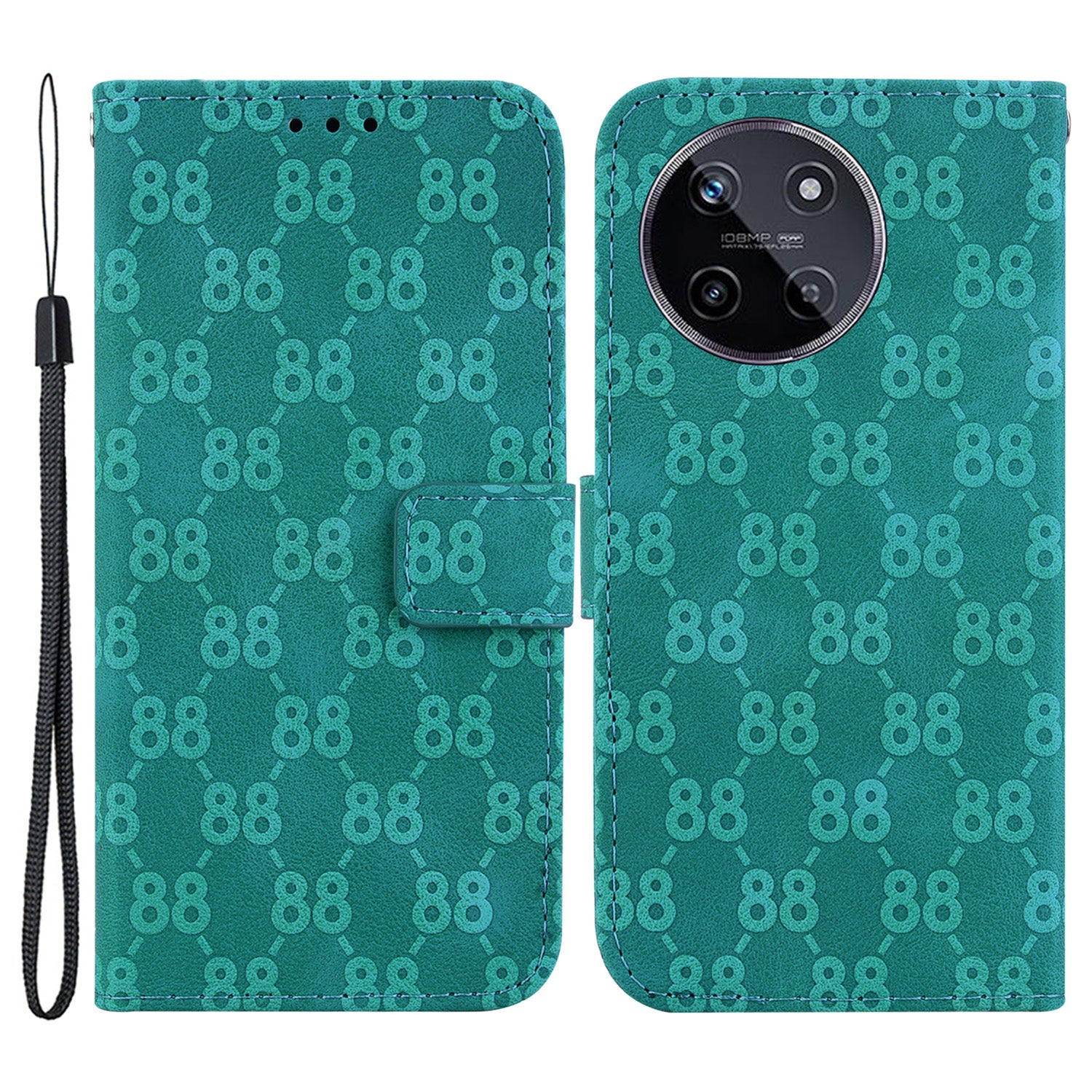 For Realme 11 4G (159.9x73.3x7.95mm) Leather Case Wallet Stand Cover Double 8-Shape - Black