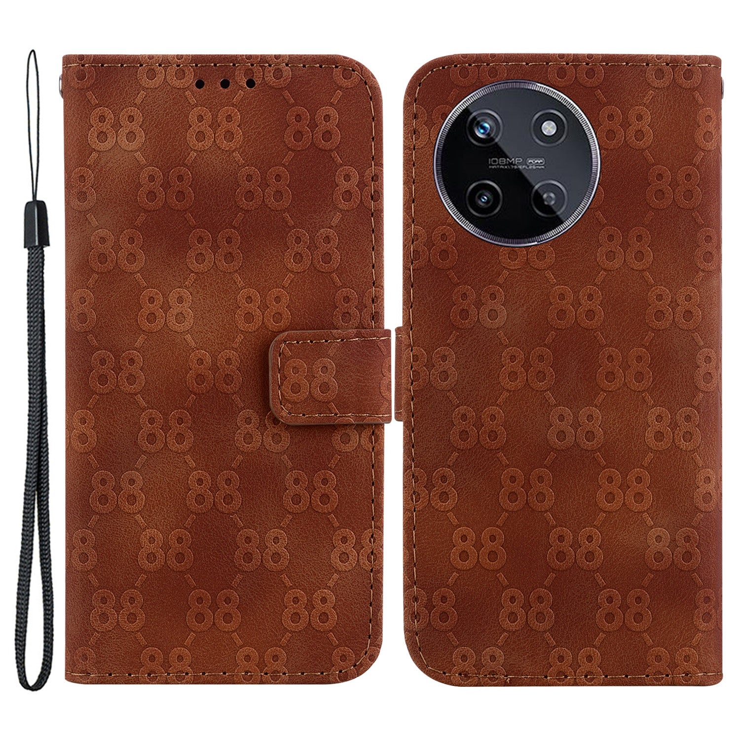For Realme 11 4G (159.9x73.3x7.95mm) Leather Case Wallet Stand Cover Double 8-Shape - Black