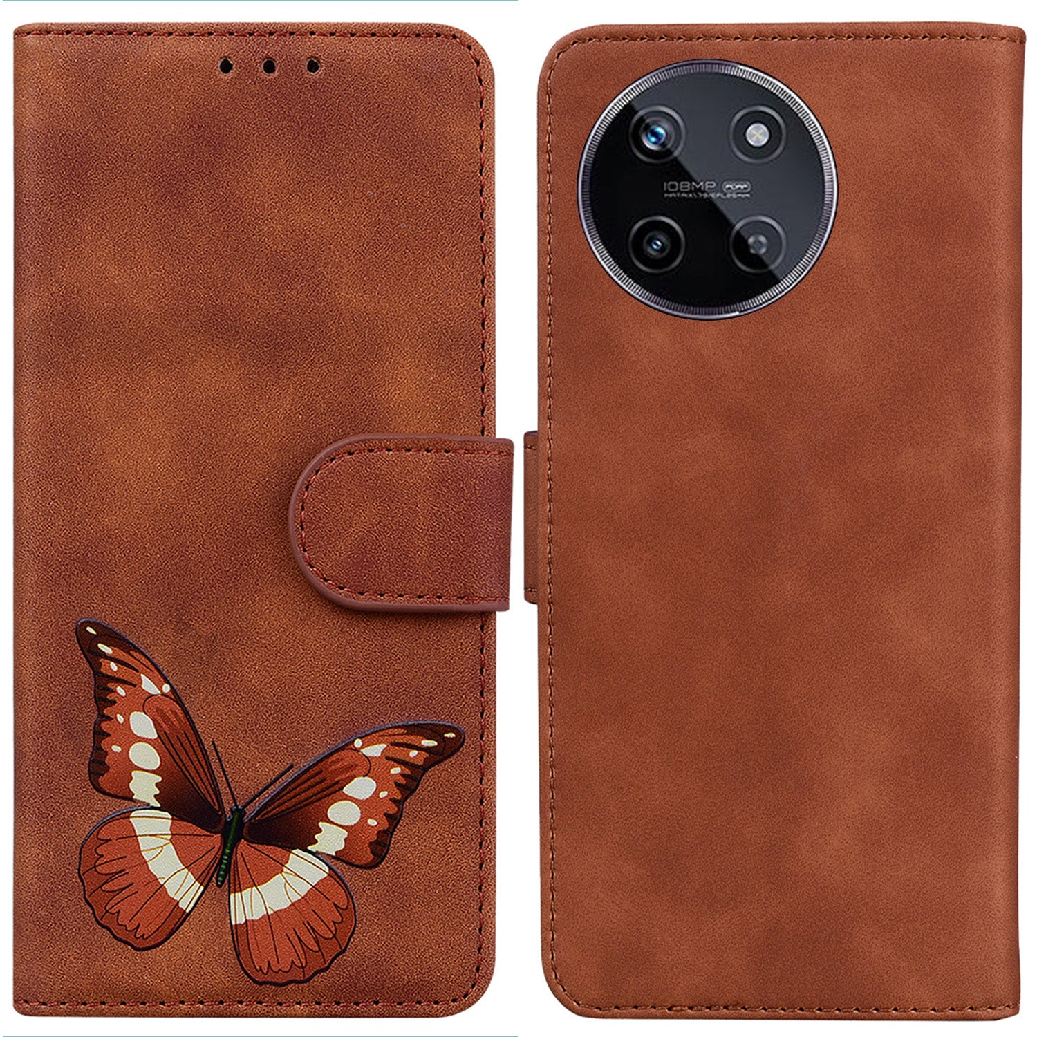 For Realme 11 4G (159.9x73.3x7.95mm) Leather Case Butterfly Pattern Wallet Cover - Black