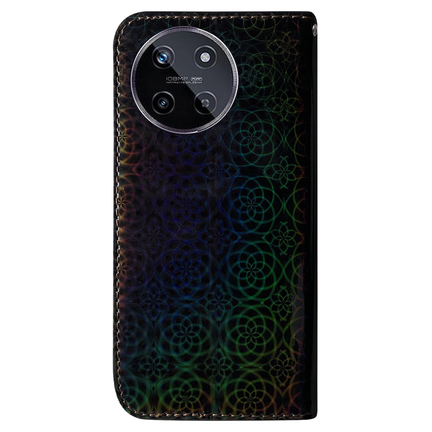 For Realme 11 4G (159.9x73.3x7.95mm) Leather Case Dazzling Flower Phone Wallet - Black