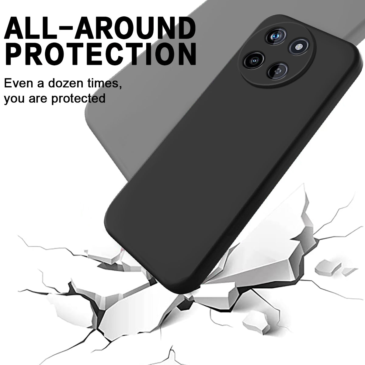 For Realme 11 4G (159.9x73.3x7.95mm) Liquid Silicone Case Phone Cover with Soft Lining - Black