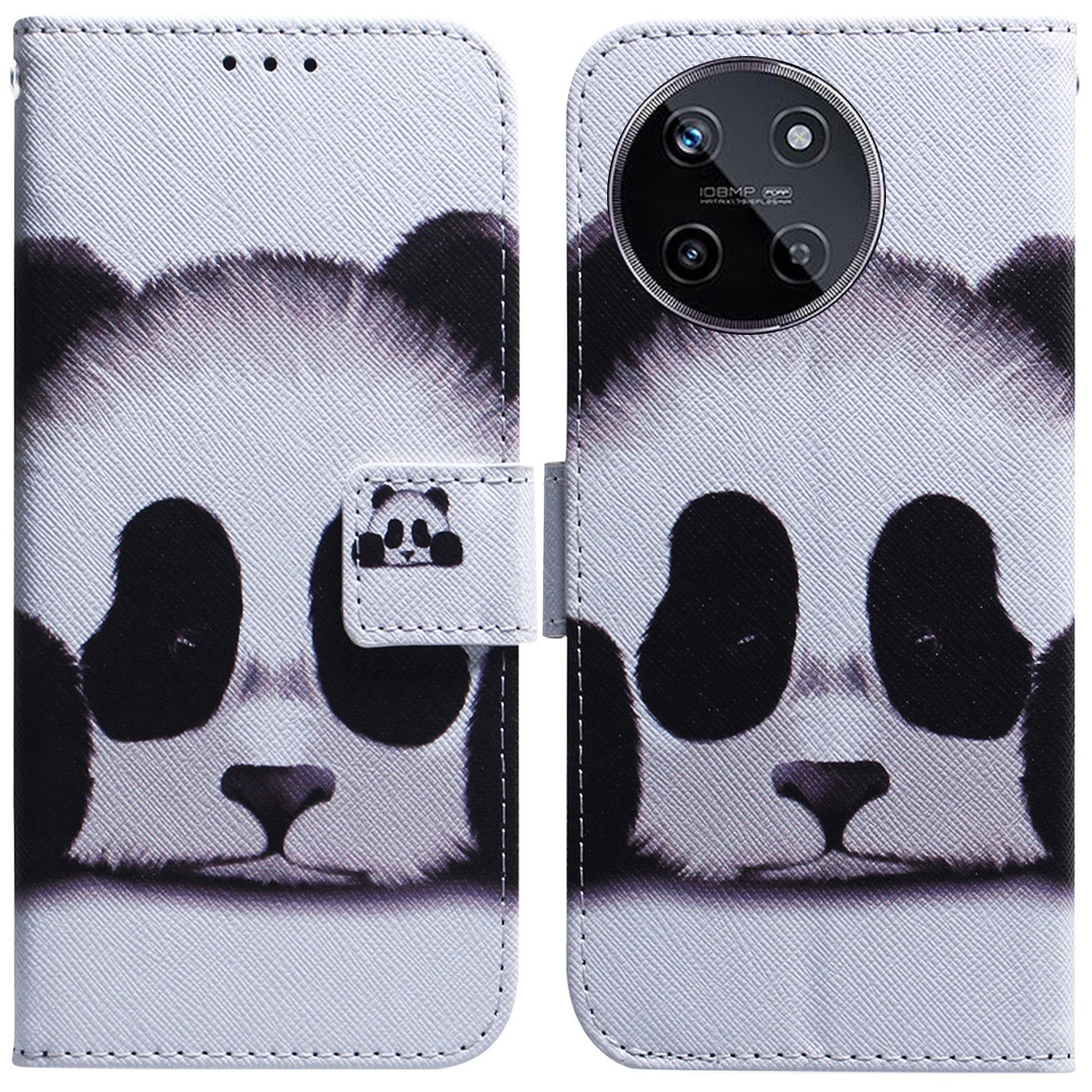 For Realme 11 4G (159.9x73.3x7.95mm) Leather Wallet Phone Case Pattern Printing - Panda