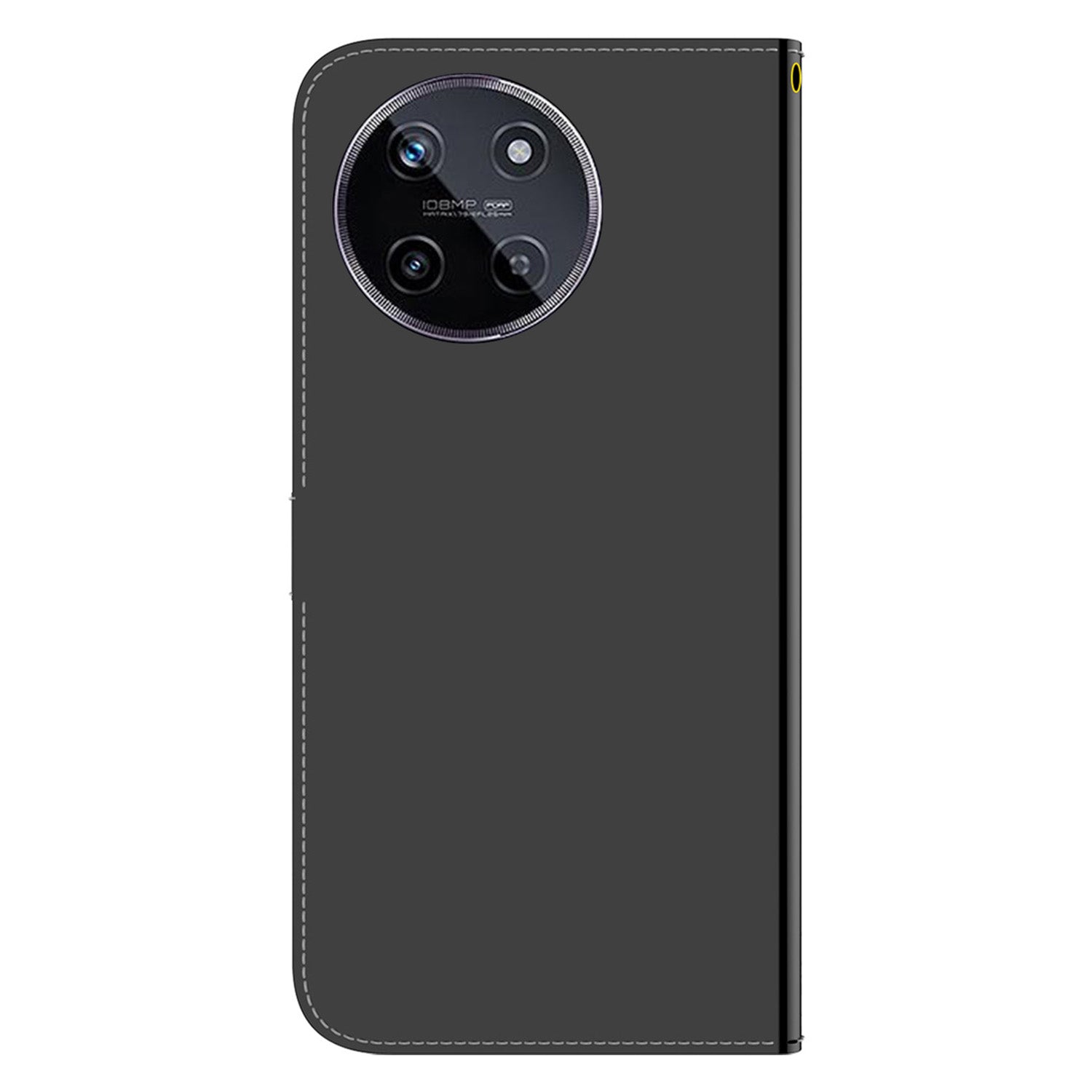 For Realme 11 4G (159.9x73.3x7.95mm) Mirror-Like Surface Phone Case Leather Wallet Cover - Black