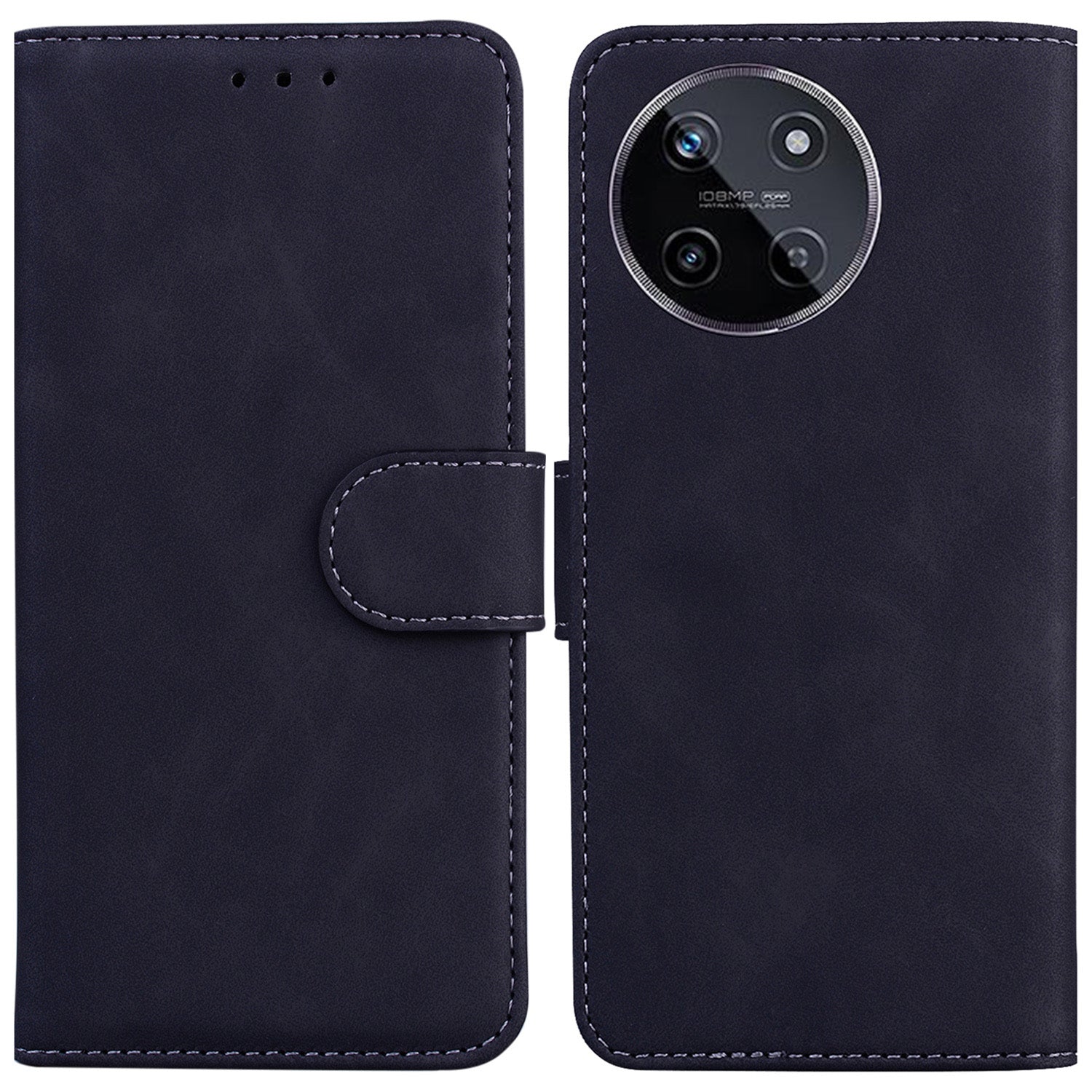 For Realme 11 4G (159.9x73.3x7.95mm) Phone Case Wallet Leather Phone Cover - Black