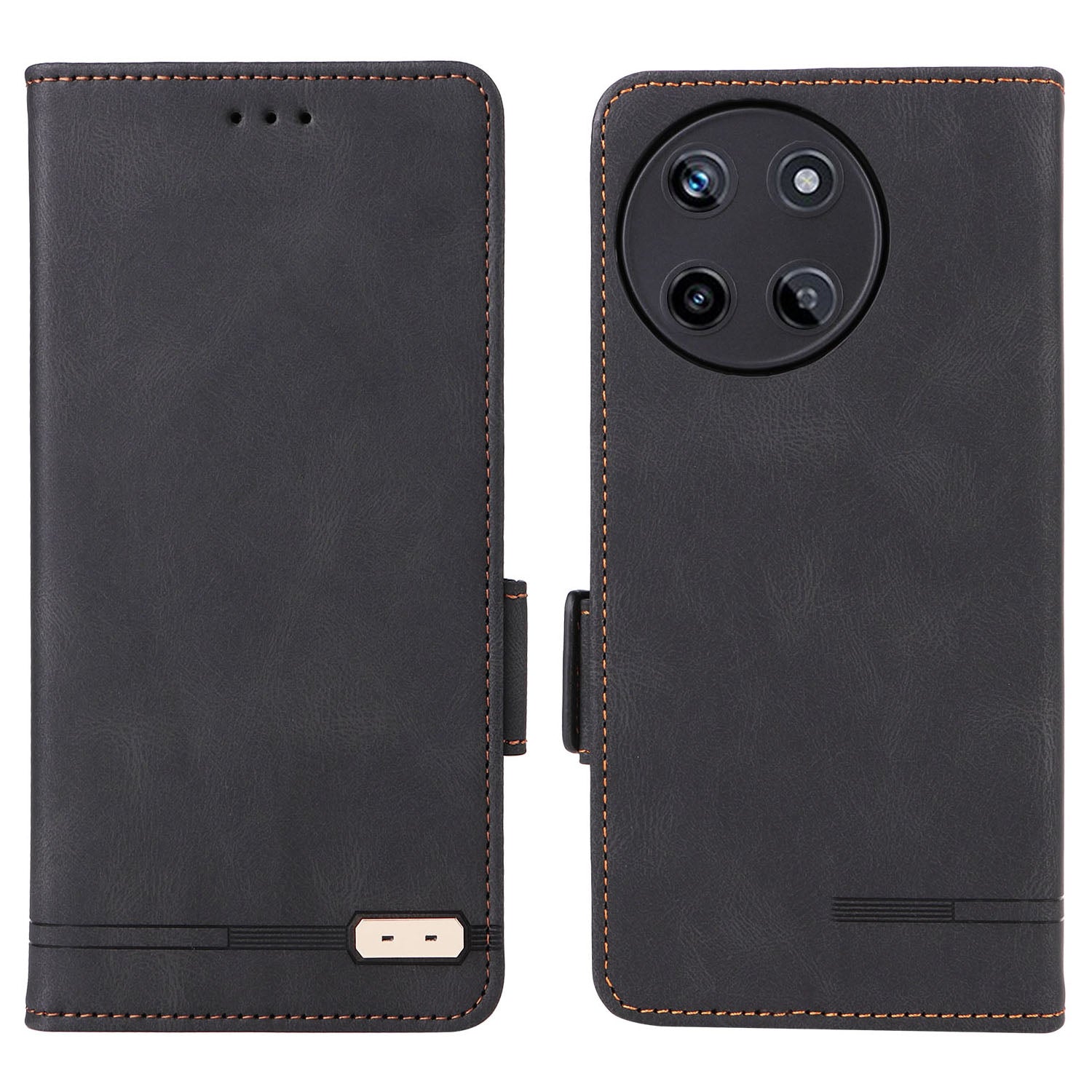 For Realme 11 4G (159.9x73.3x7.95mm) Flip Leather Phone Case Wallet Stand Cover - Black