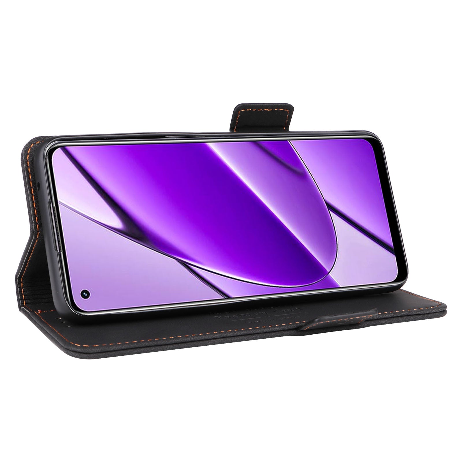 For Realme 11 4G (159.9x73.3x7.95mm) Flip Leather Phone Case Wallet Stand Cover - Black
