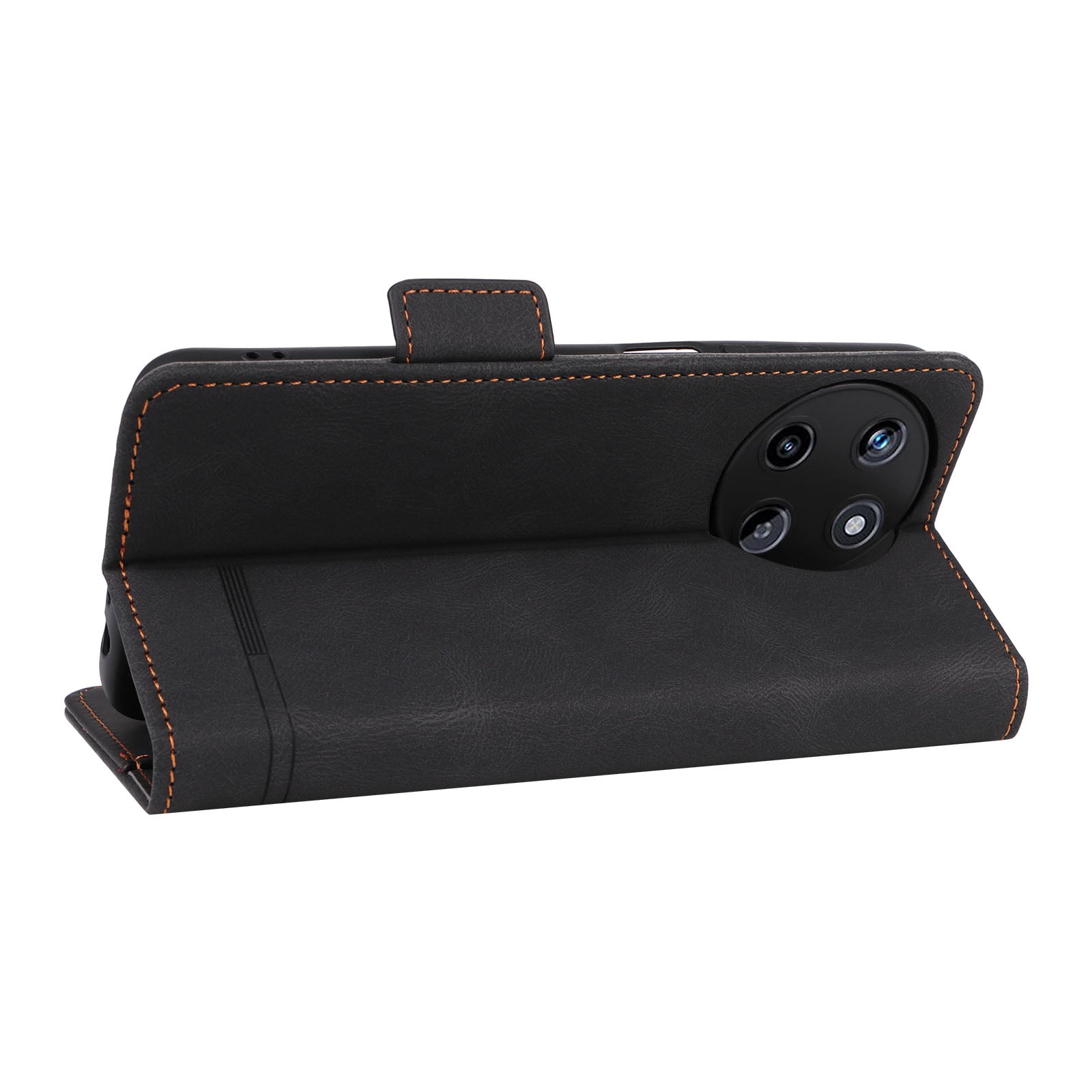 For Realme 11 4G (159.9x73.3x7.95mm) Flip Leather Phone Case Wallet Stand Cover - Black