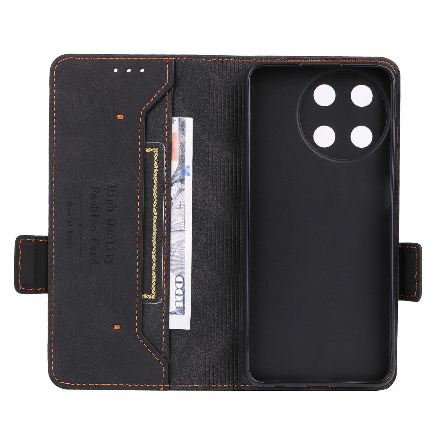 For Realme 11 4G (159.9x73.3x7.95mm) Flip Leather Phone Case Wallet Stand Cover - Black