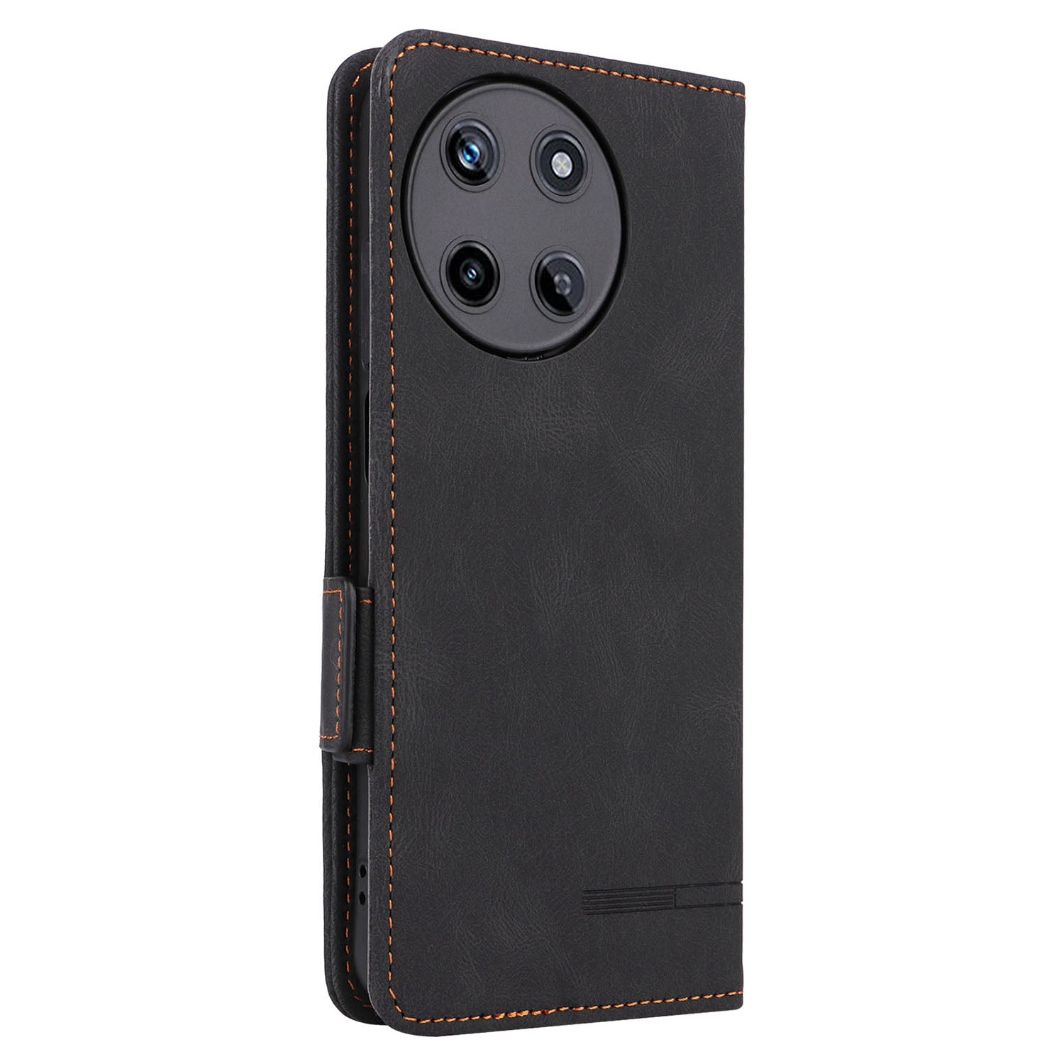 For Realme 11 4G (159.9x73.3x7.95mm) Flip Leather Phone Case Wallet Stand Cover - Black