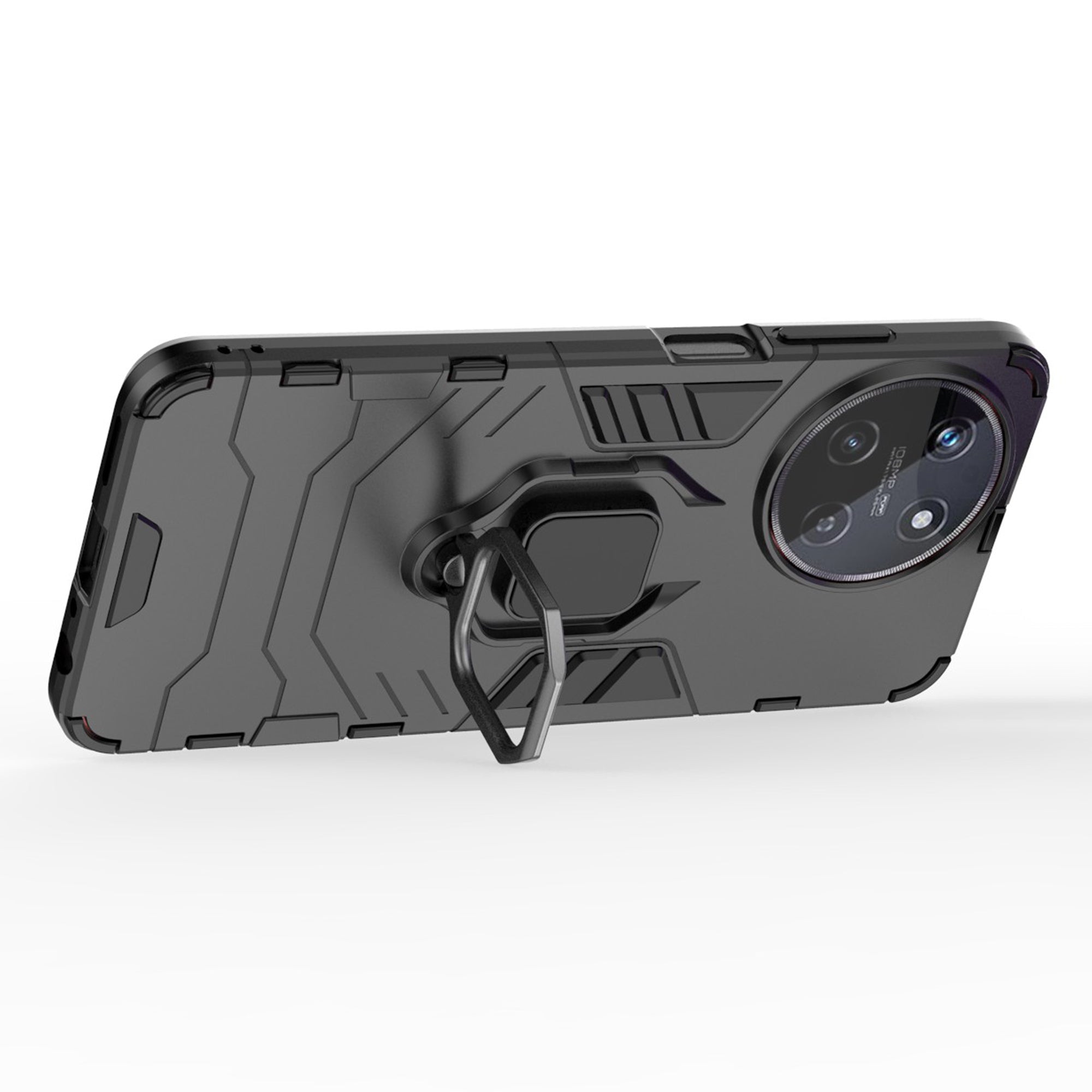 For Realme 11 4G (159.9x73.3x7.95mm) Phone Case PC+TPU Cover with Ring Kickstand - Black