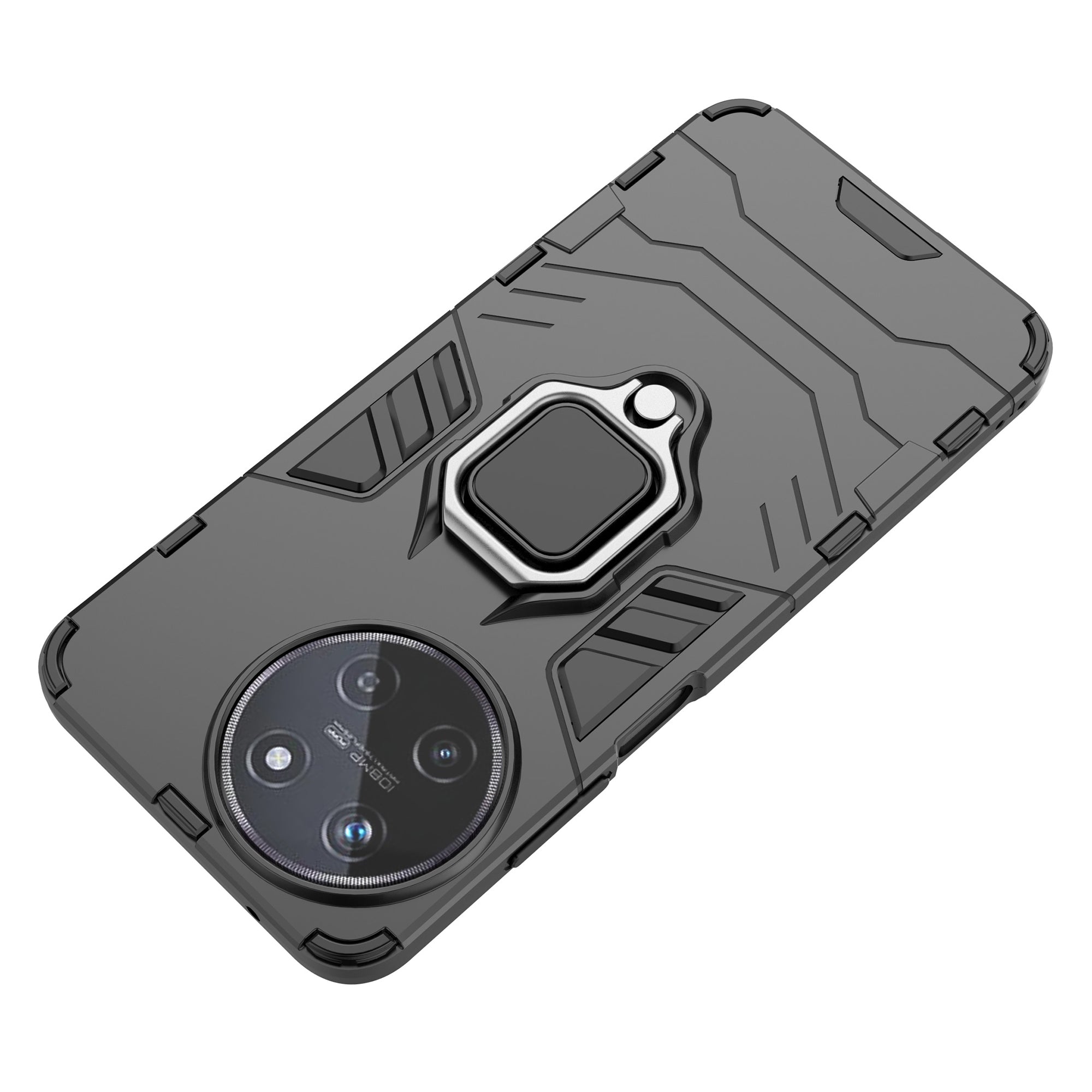 For Realme 11 4G (159.9x73.3x7.95mm) Phone Case PC+TPU Cover with Ring Kickstand - Black