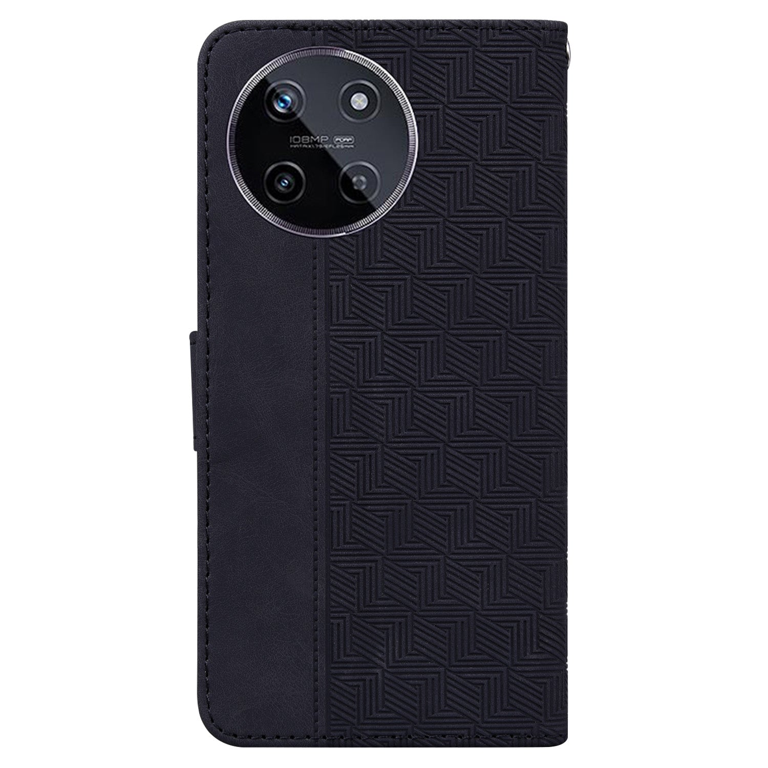For Realme 11 4G (159.9x73.3x7.95mm) Leather Case Geometry Pattern Phone Wallet - Black
