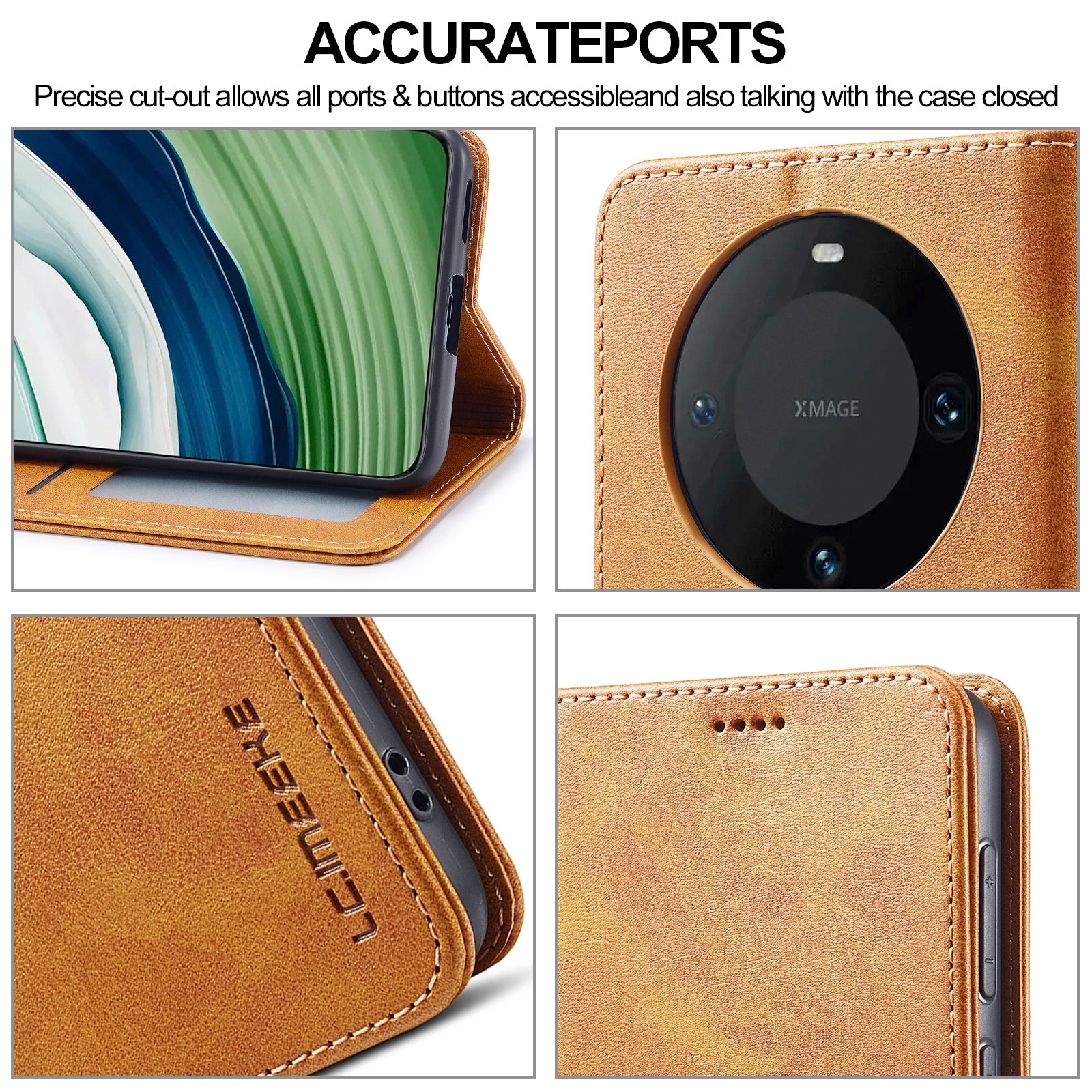 LC.IMEEKE For Honor X50 5G Case Calf Texture PU Leather Stand Wallet Phone Cover - Yellow