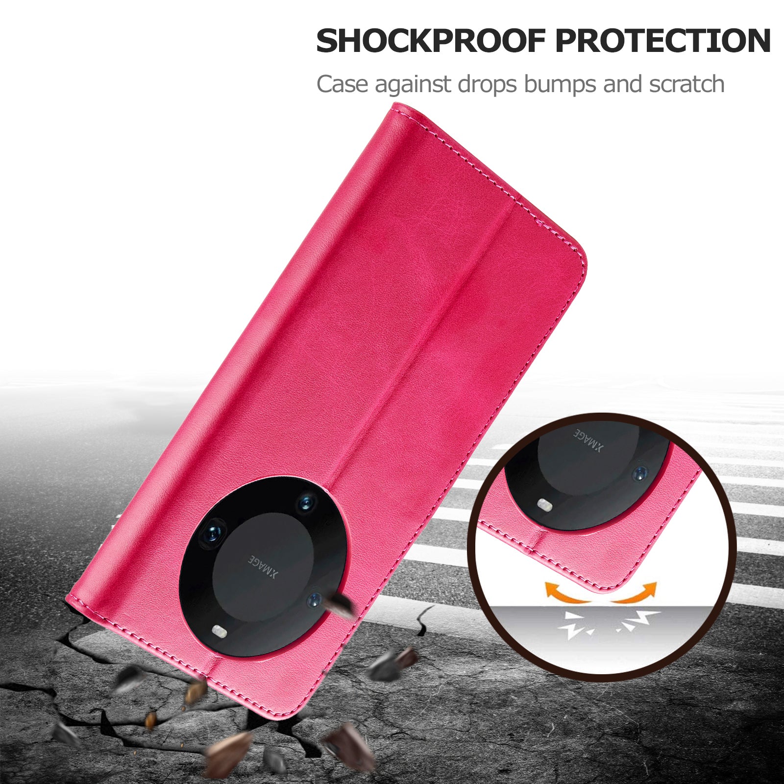 LC.IMEEKE For Huawei Mate 60 PU Leather Stand Wallet Phone Cover Magnetic Phone Case - Rose