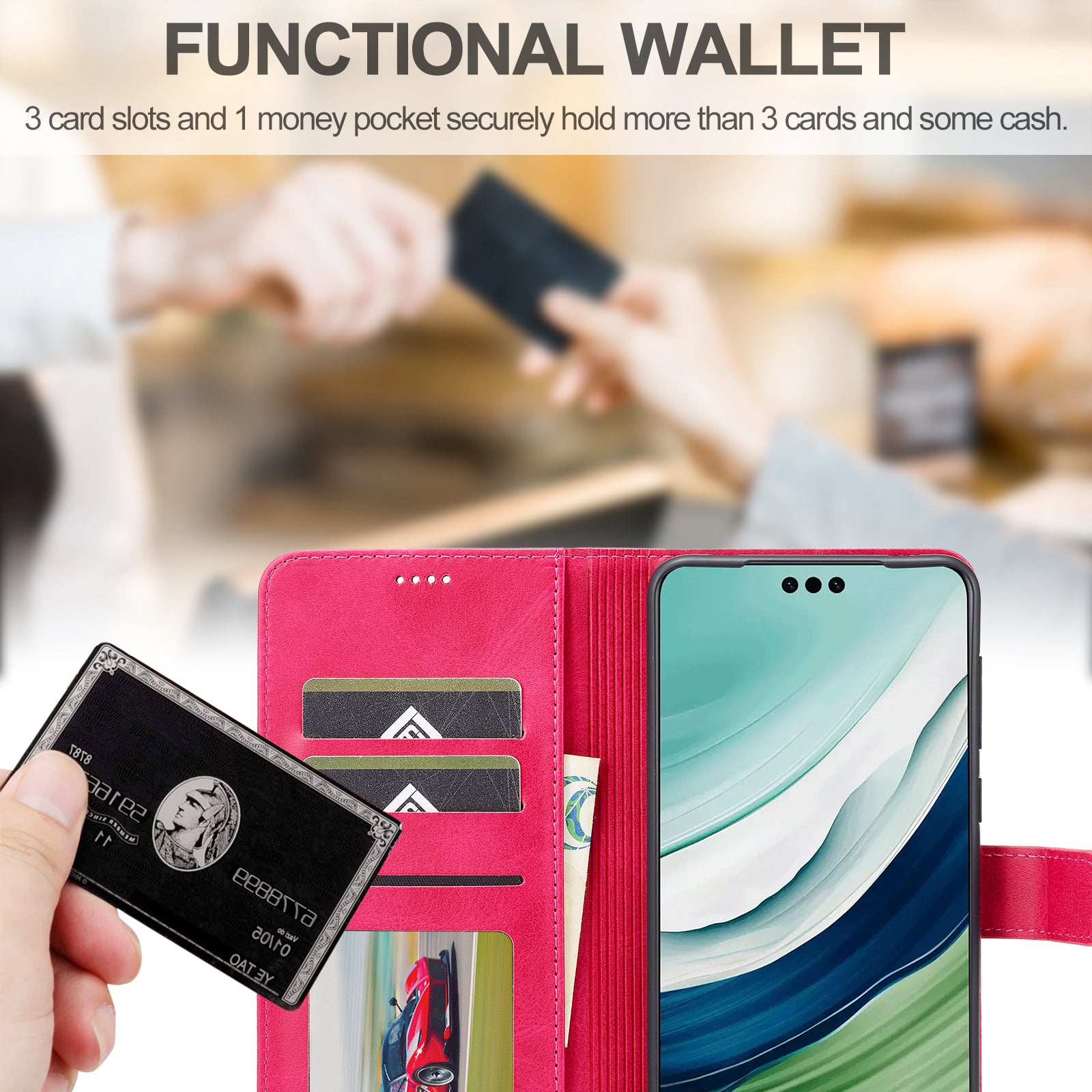 LC.IMEEKE For Huawei Mate 60 PU Leather Stand Wallet Phone Cover Magnetic Phone Case - Rose