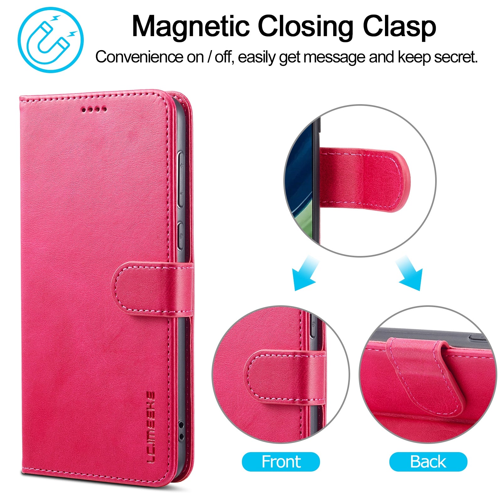 LC.IMEEKE For Huawei Mate 60 PU Leather Stand Wallet Phone Cover Magnetic Phone Case - Rose