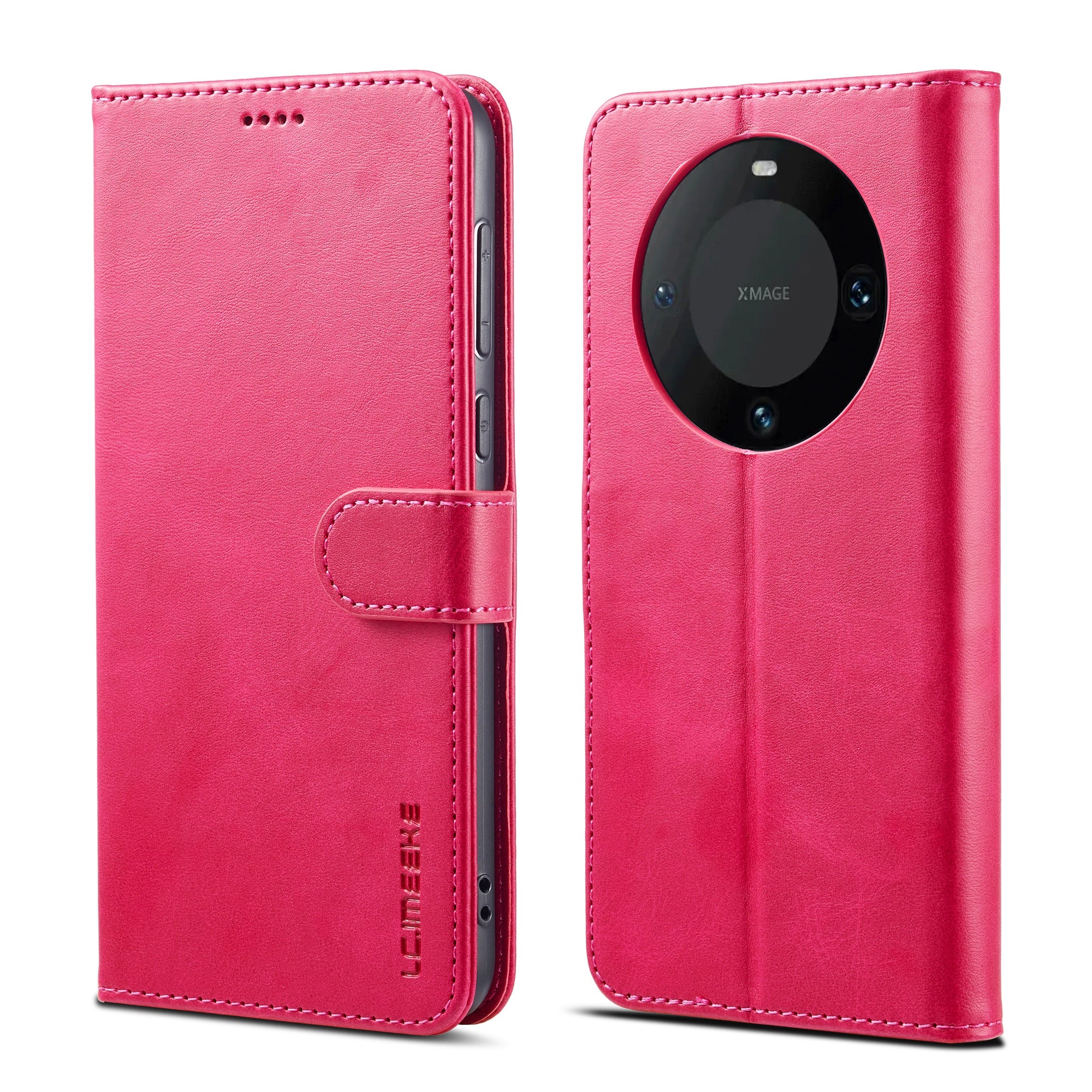 LC.IMEEKE For Huawei Mate 60 Pro+ / Mate 60 Pro Calf Texture Phone Case PU Leather Stand Wallet Cover - Grey