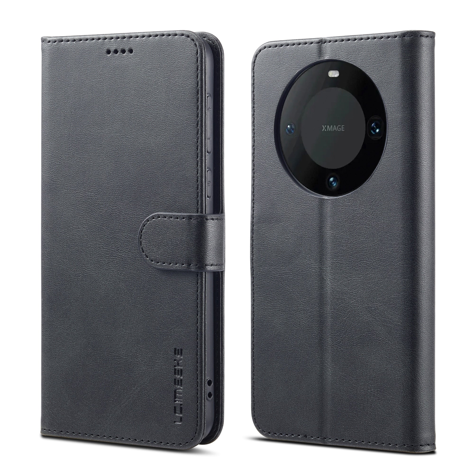 LC.IMEEKE For Huawei Mate 60 Pro+ / Mate 60 Pro Calf Texture Phone Case PU Leather Stand Wallet Cover - Grey