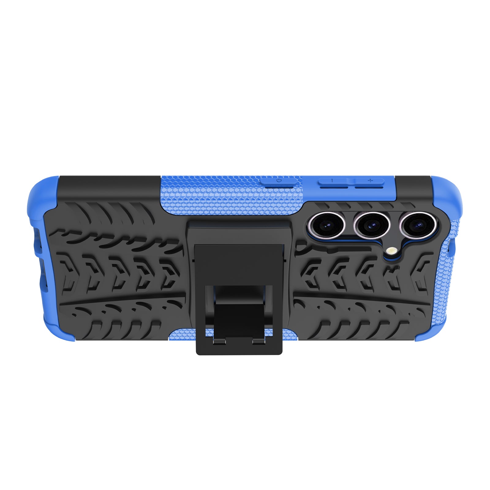 For Samsung Galaxy S24 Tyre Pattern Phone Case Kickstand PC+TPU Shockproof Phone Cover - Blue