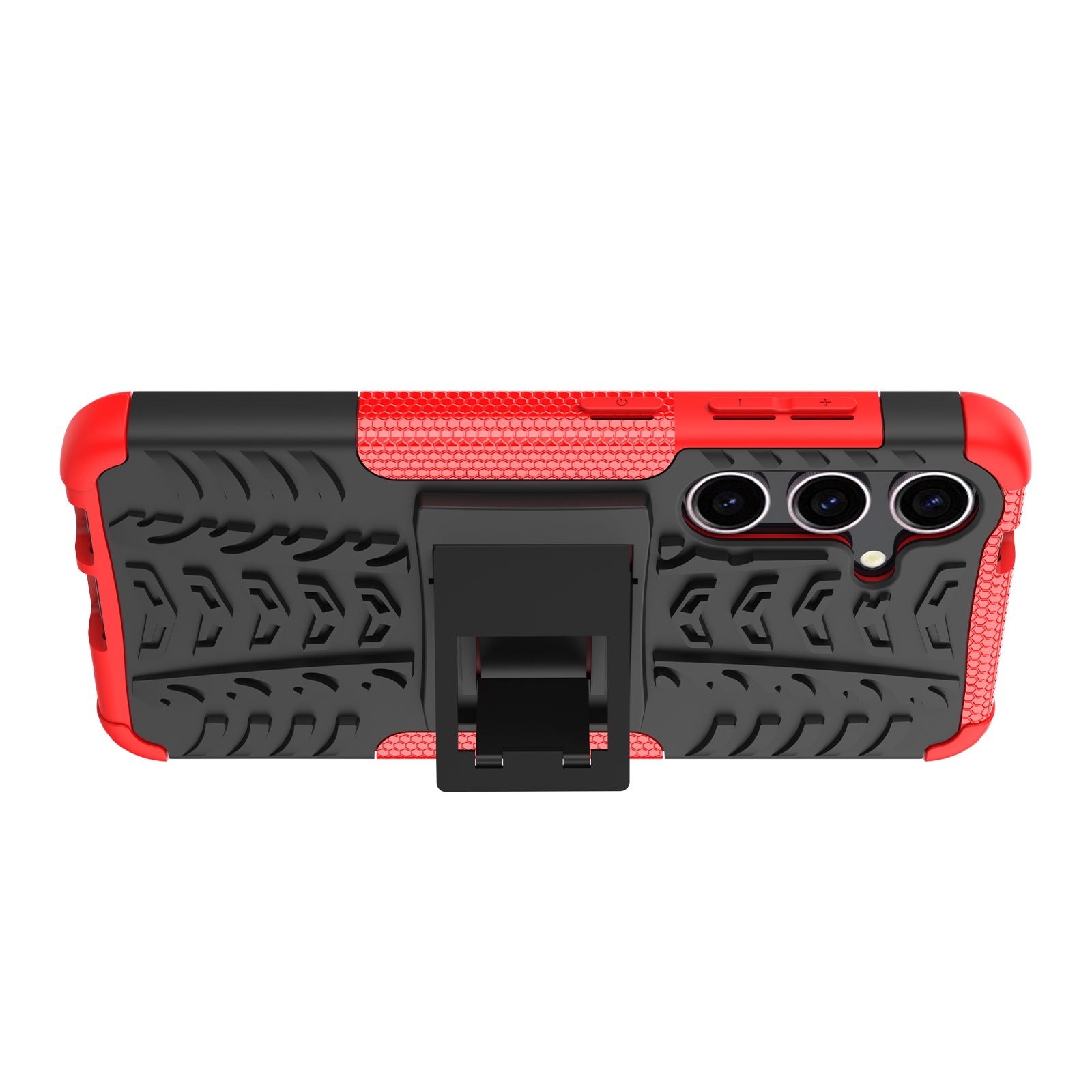 For Samsung Galaxy S24+ PC+TPU Phone Cover Tyre Pattern Phone Case with Kickstand - Red