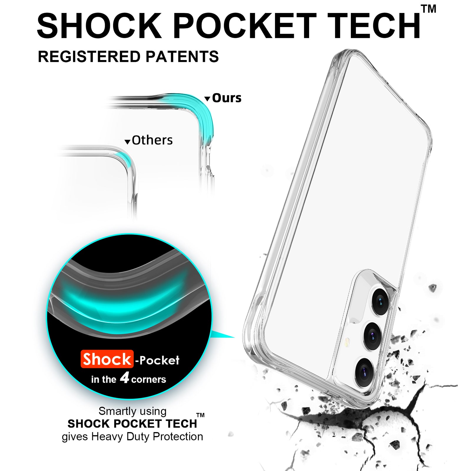 For Samsung Galaxy S24 Clear Case Shockproof Hard PC + Soft TPU Phone Cover