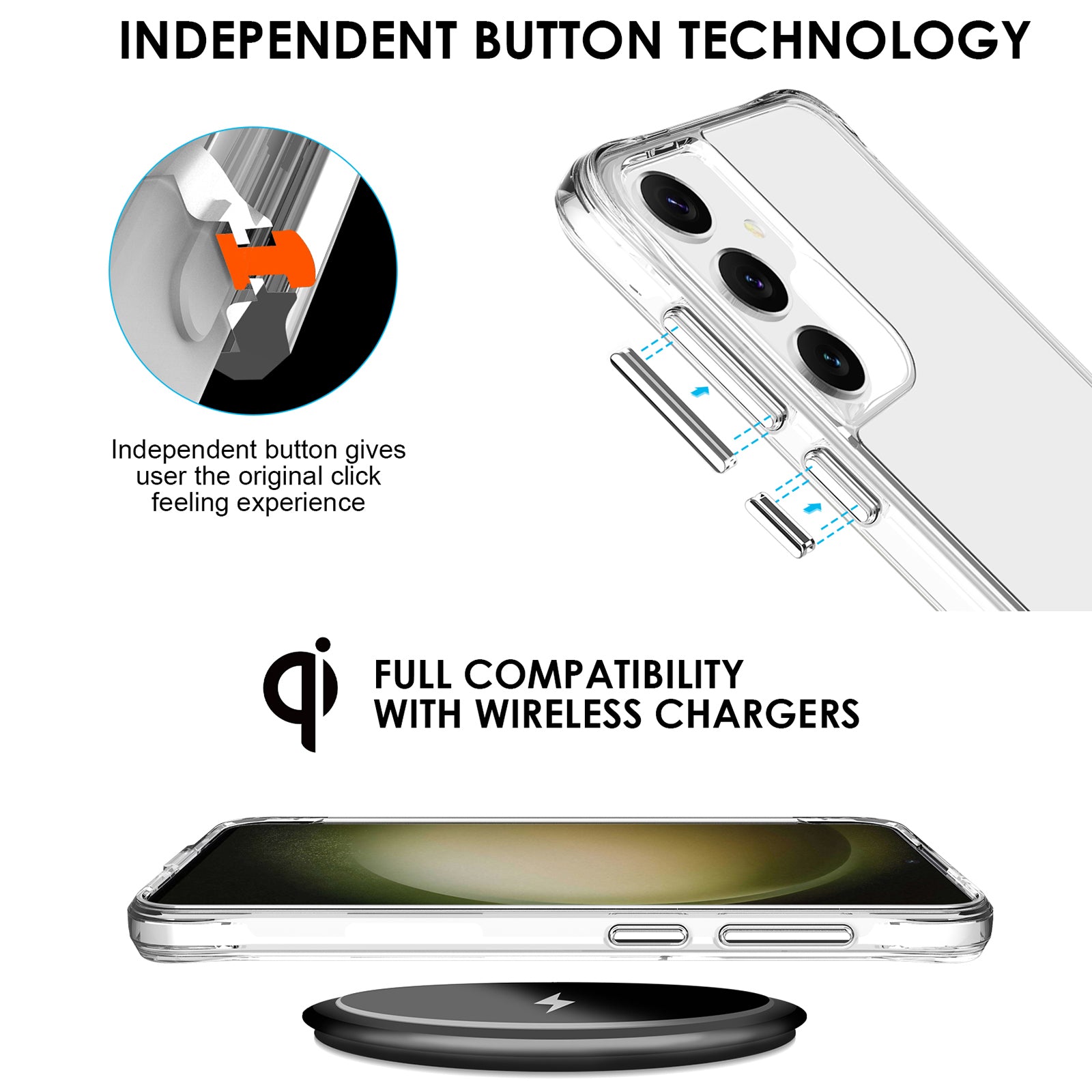 For Samsung Galaxy S24 Clear Case Shockproof Hard PC + Soft TPU Phone Cover